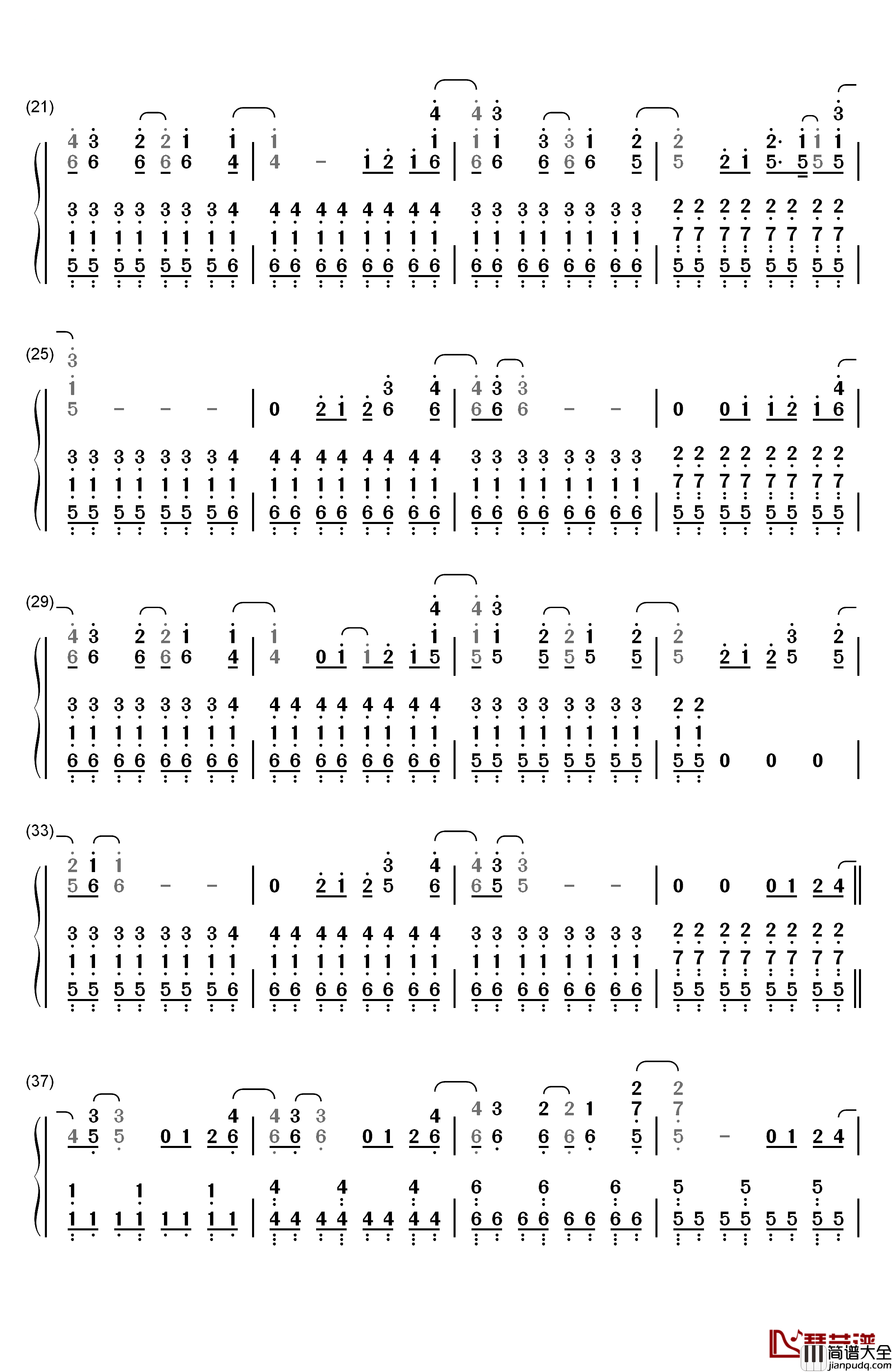 Skyscraper钢琴简谱_数字双手_Demi_Lovato