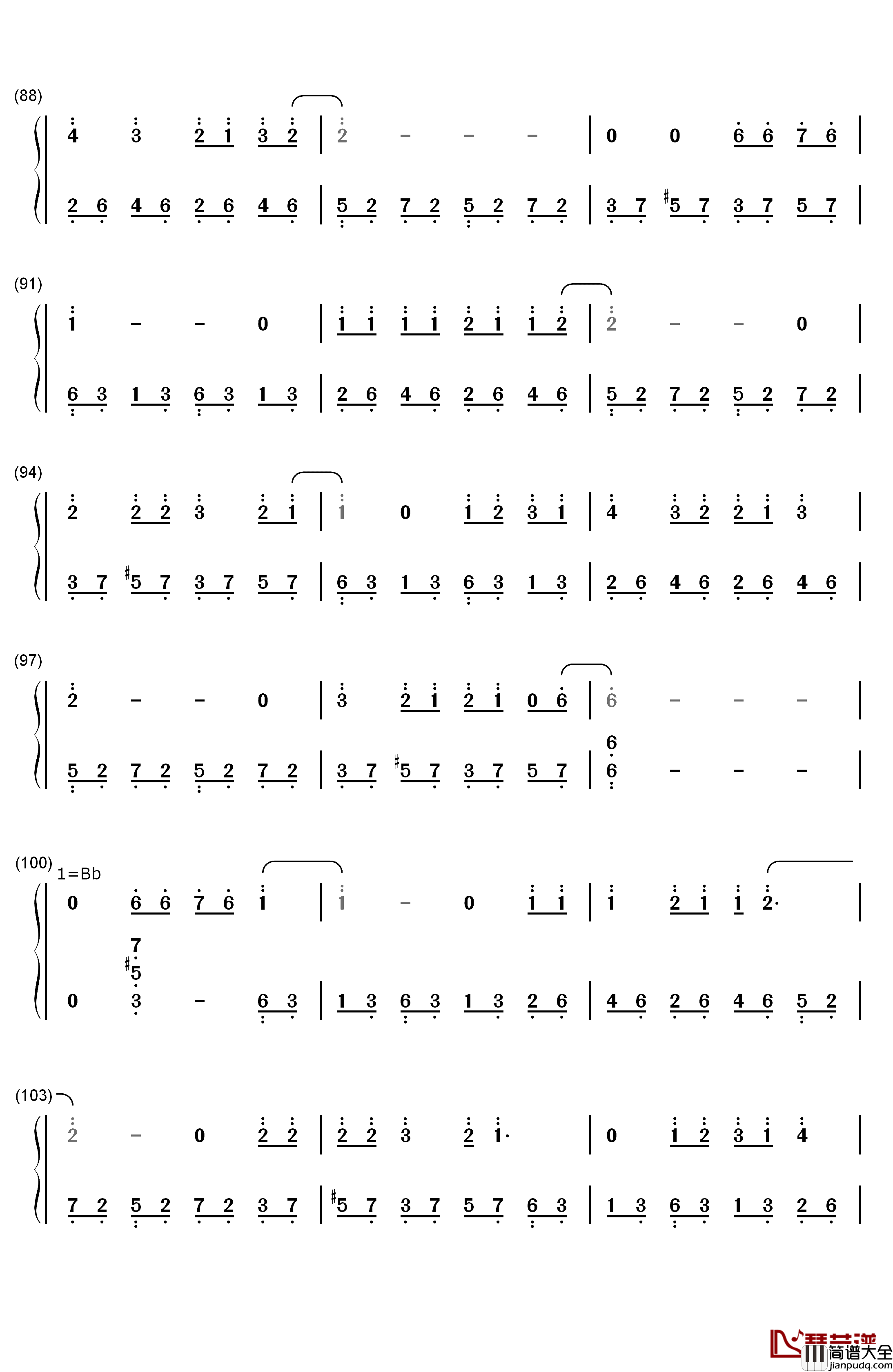 禁忌边界线钢琴简谱_数字双手_Walküre