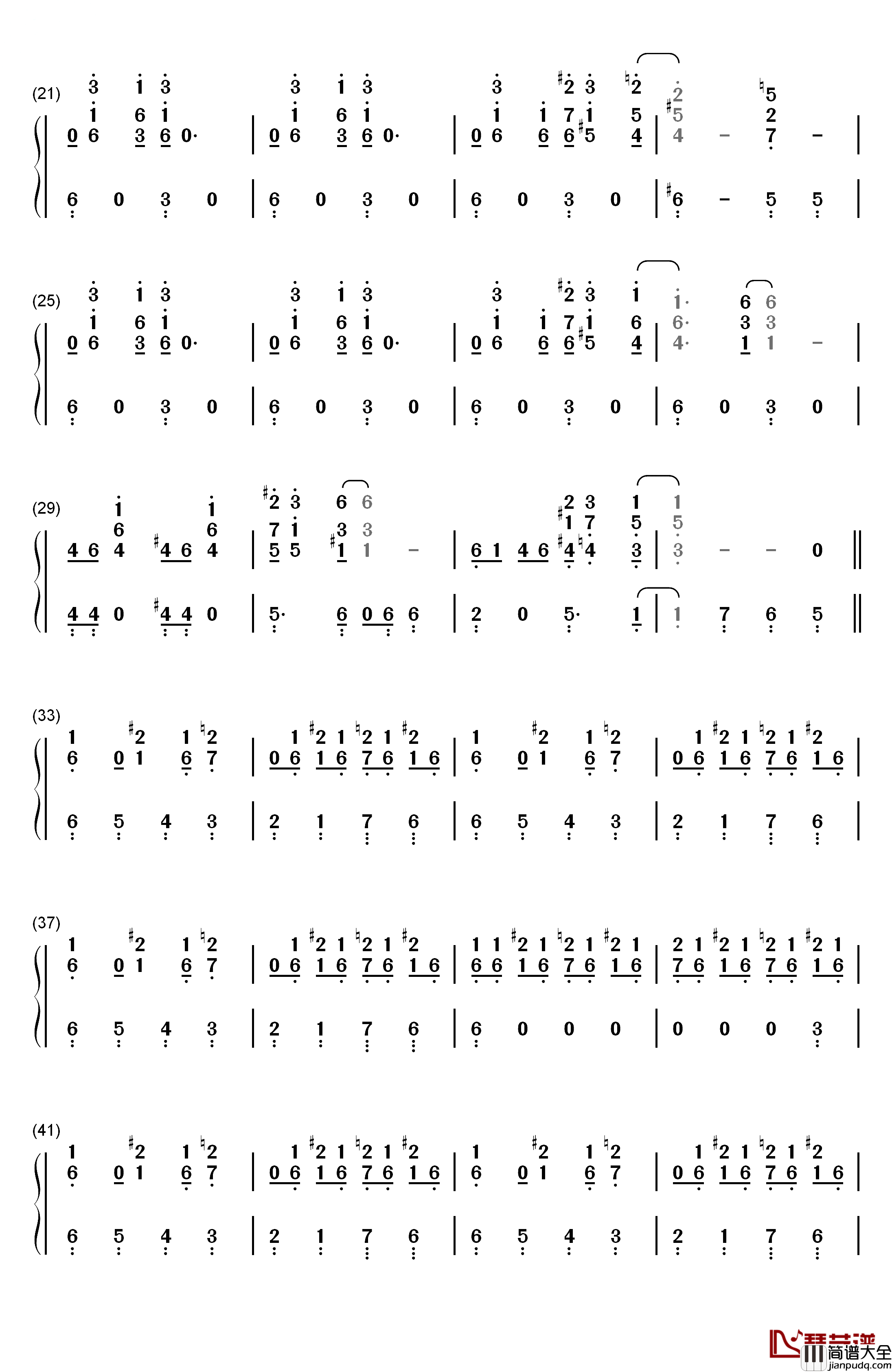 Cantina_Band钢琴简谱_数字双手_John_Williams　