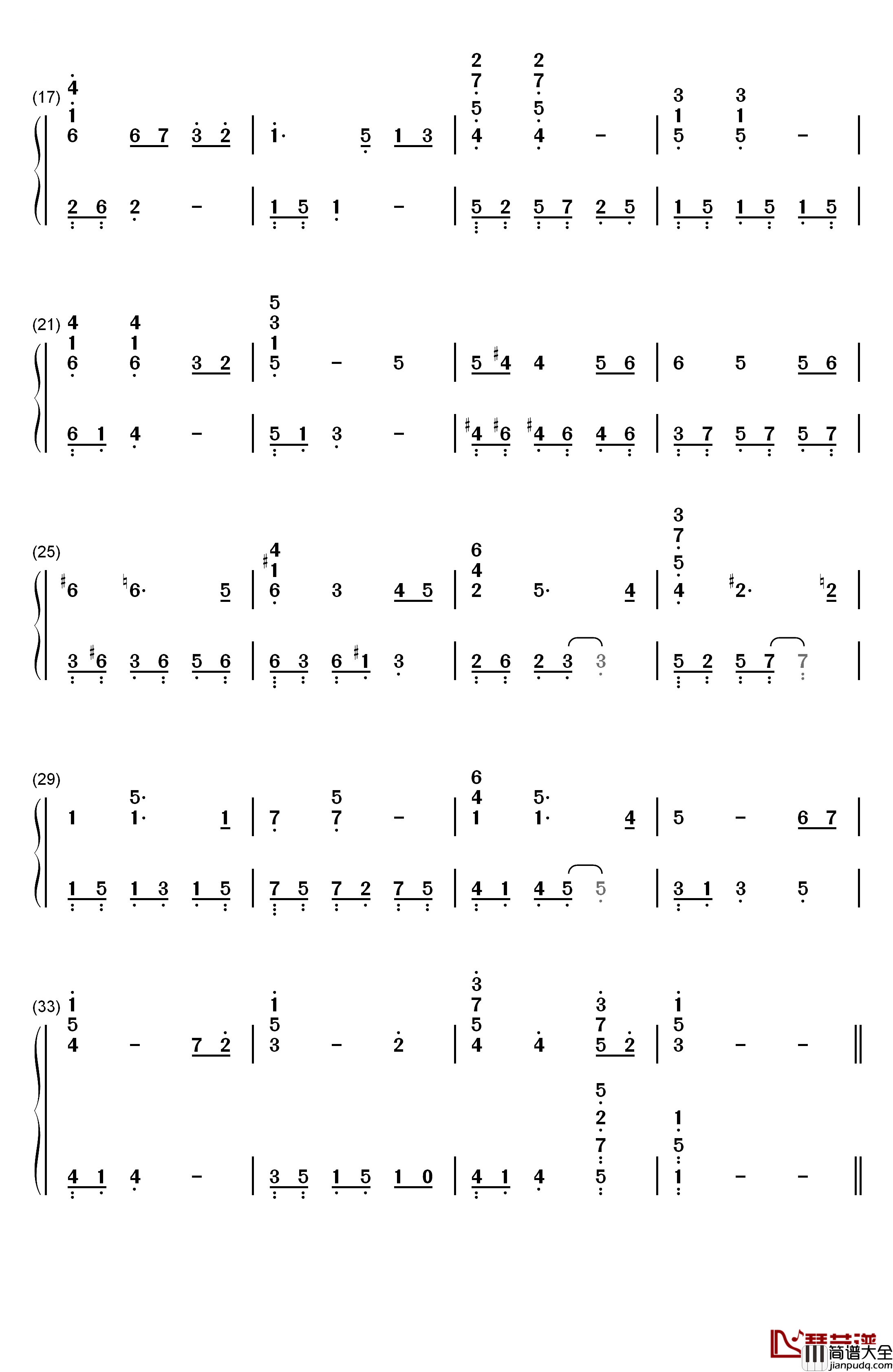 千寻的华尔兹钢琴简谱_数字双手_久石让_宫崎骏