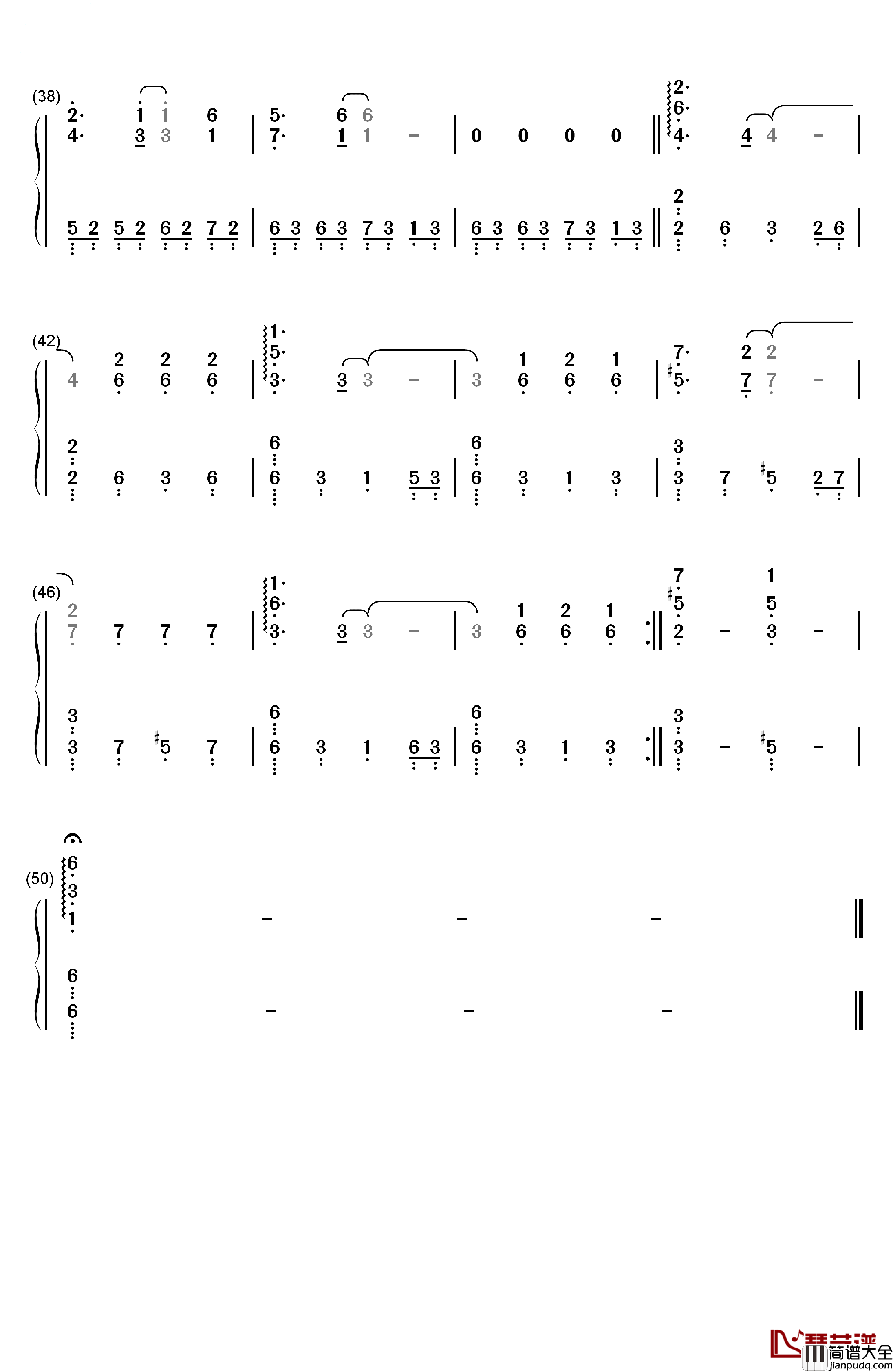 一生所爱钢琴简谱_数字双手_舒淇