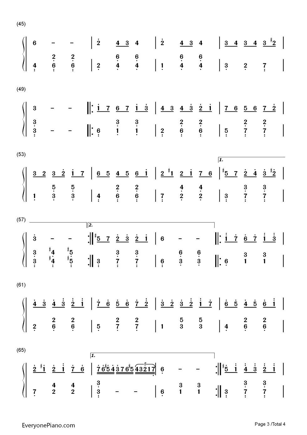 绿宝石钢琴简谱_数字双手_林隆璇