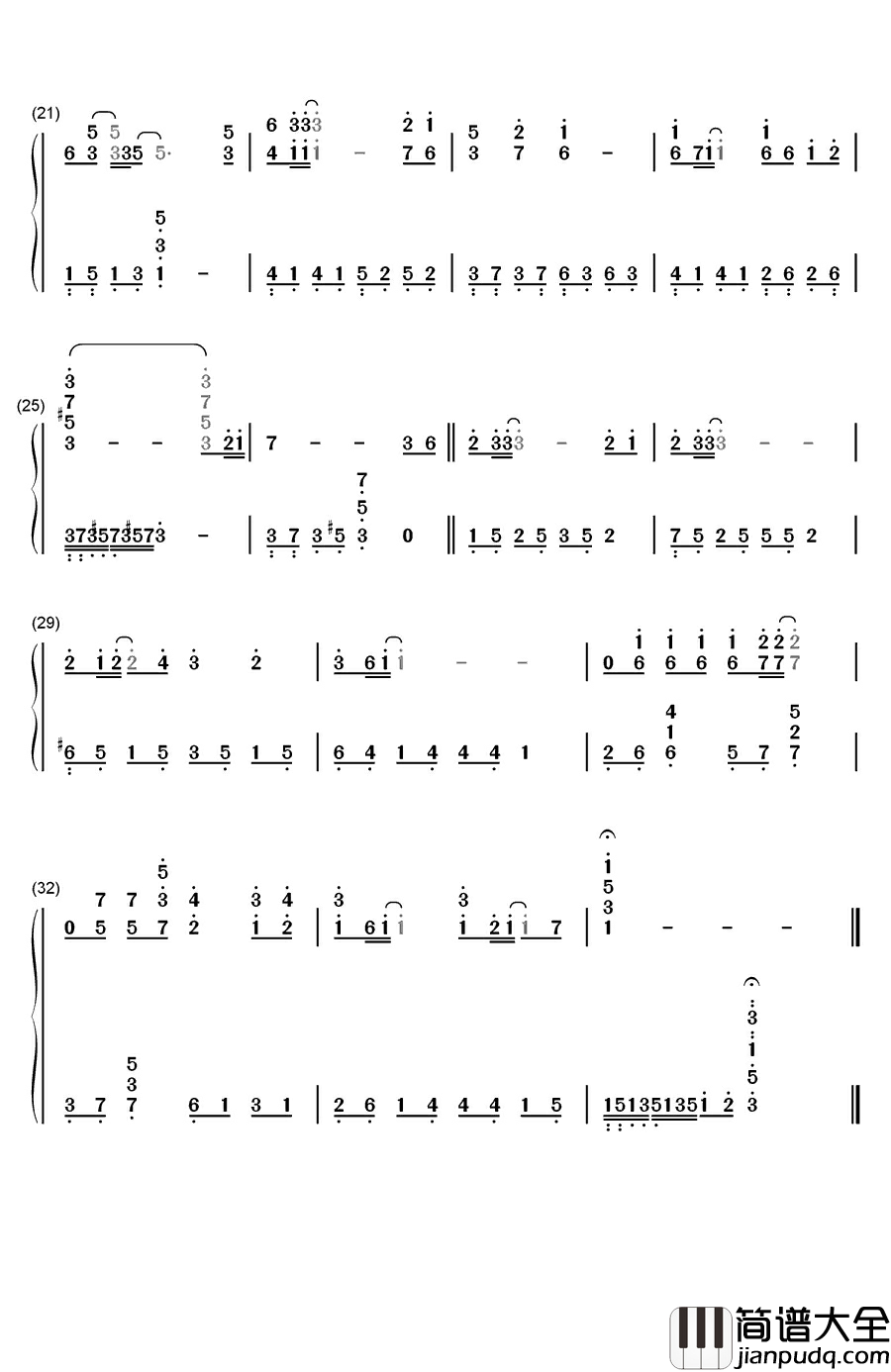 somewhere钢琴简谱_数字双手_桑岛法子