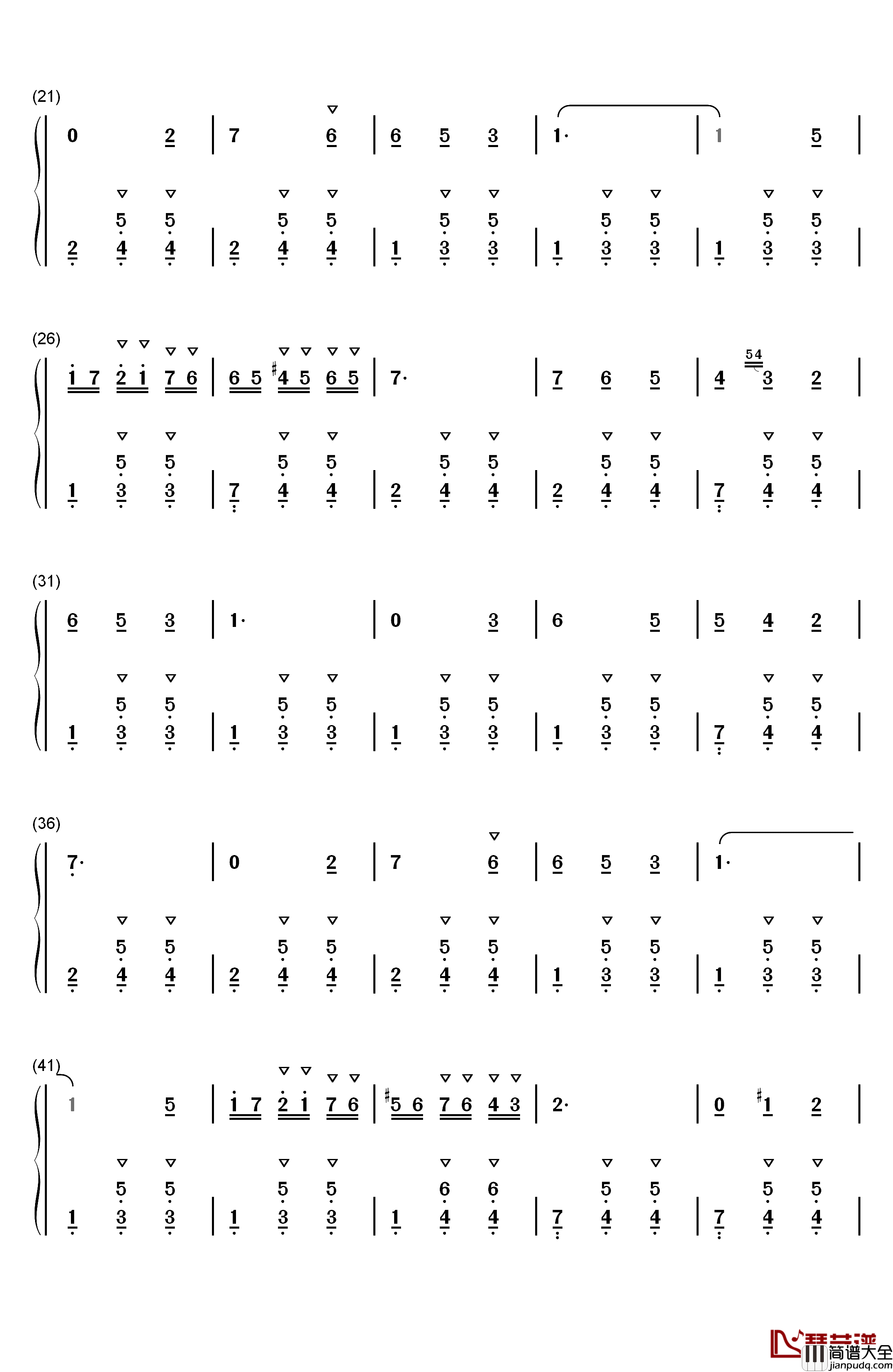 意大利歌曲钢琴简谱_数字双手_柴可夫斯基