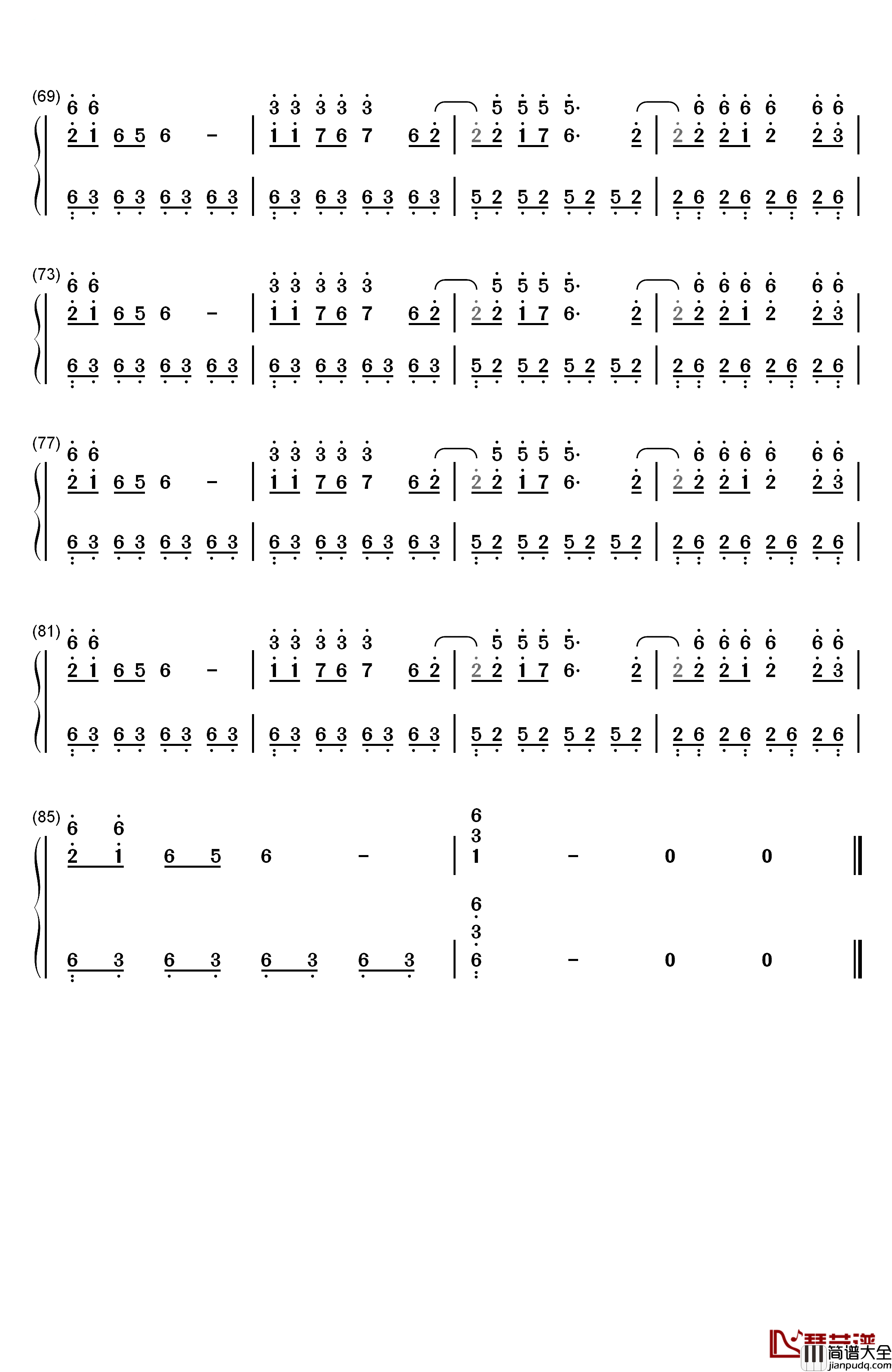 饿狼传说钢琴简谱_数字双手_张学友