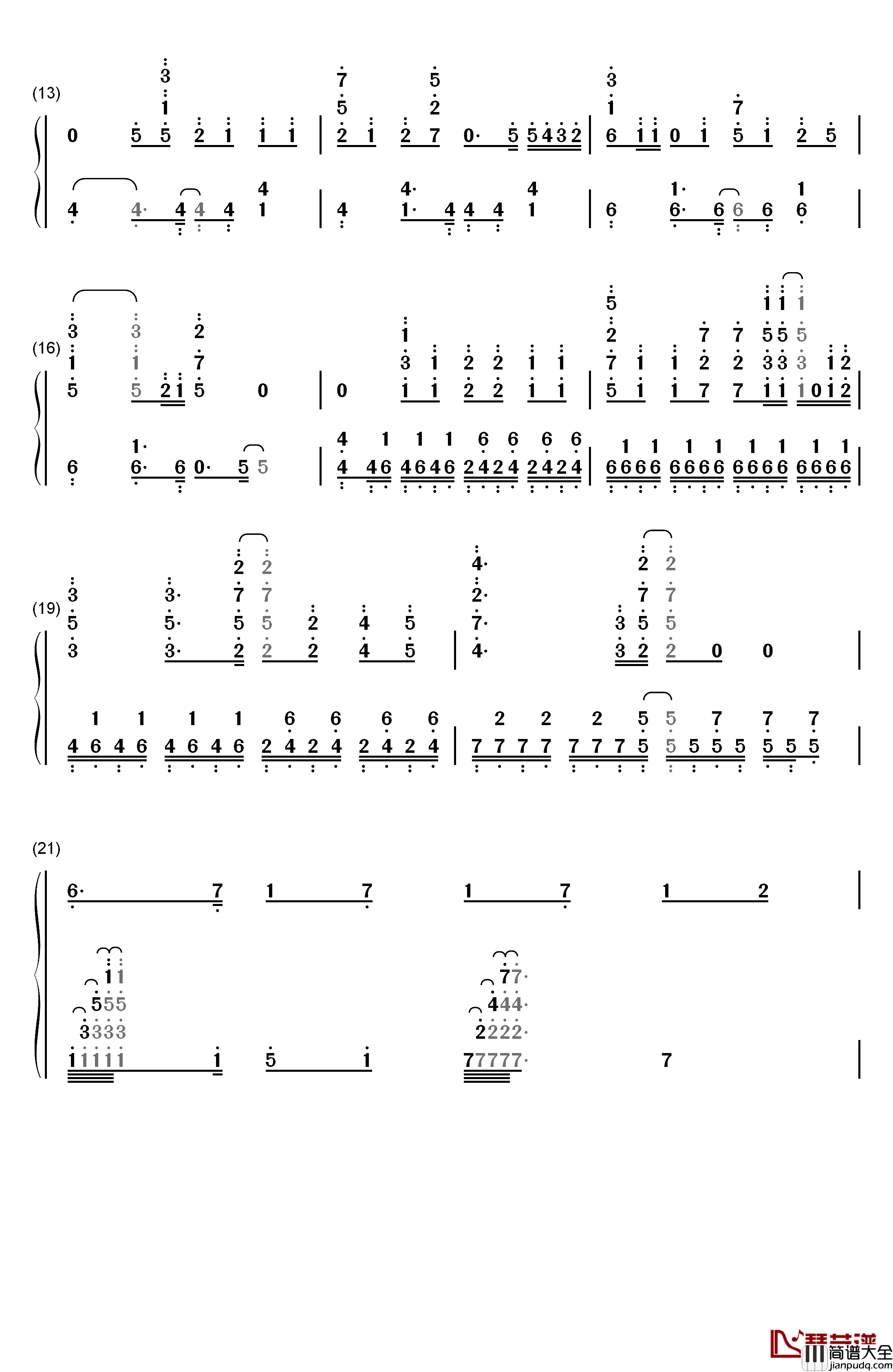 银の祈誓钢琴简谱_数字双手_soraru