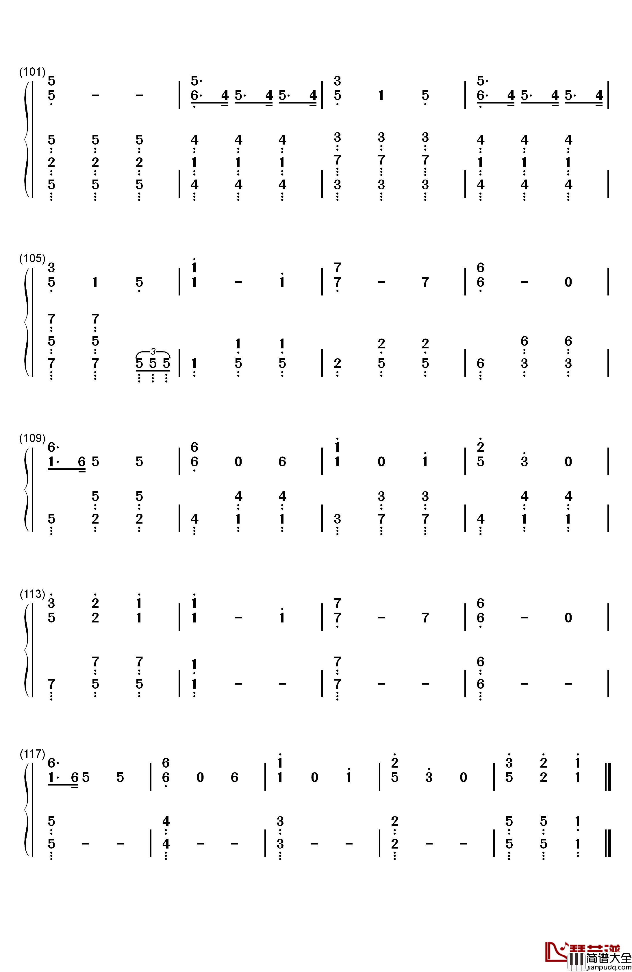 Two_Fux钢琴简谱_数字双手_Adam_Lambert