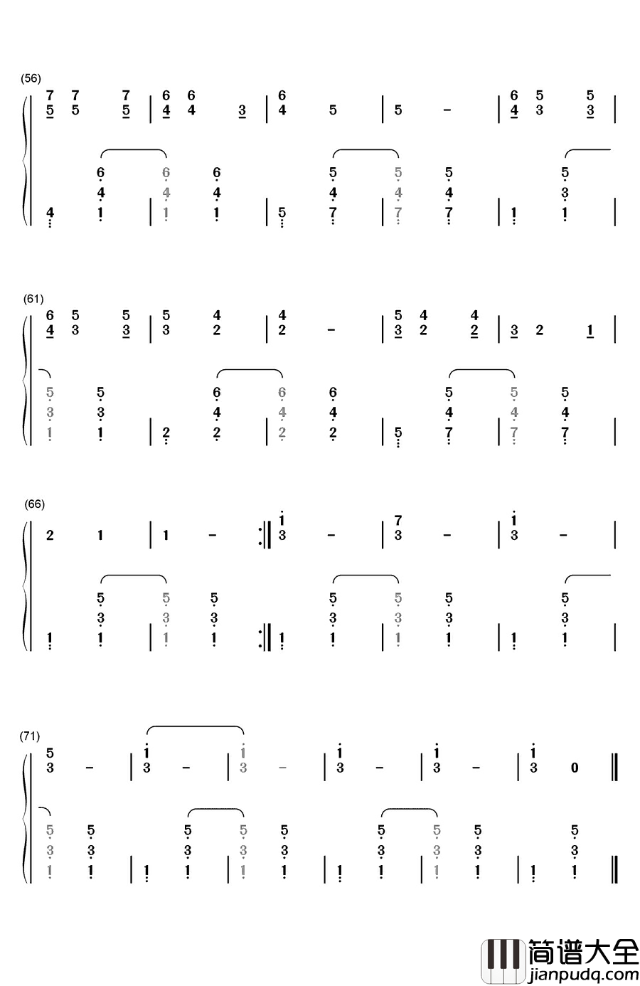 青春啊，青春钢琴简谱_数字双手_关贵敏