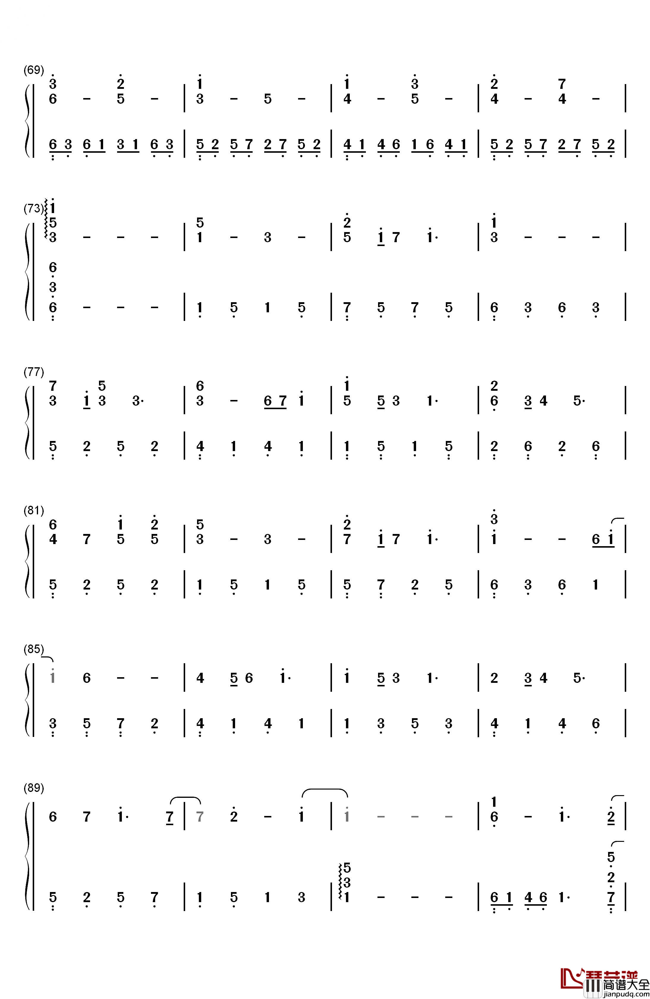 是梦吧钢琴简谱_数字双手_胡一天