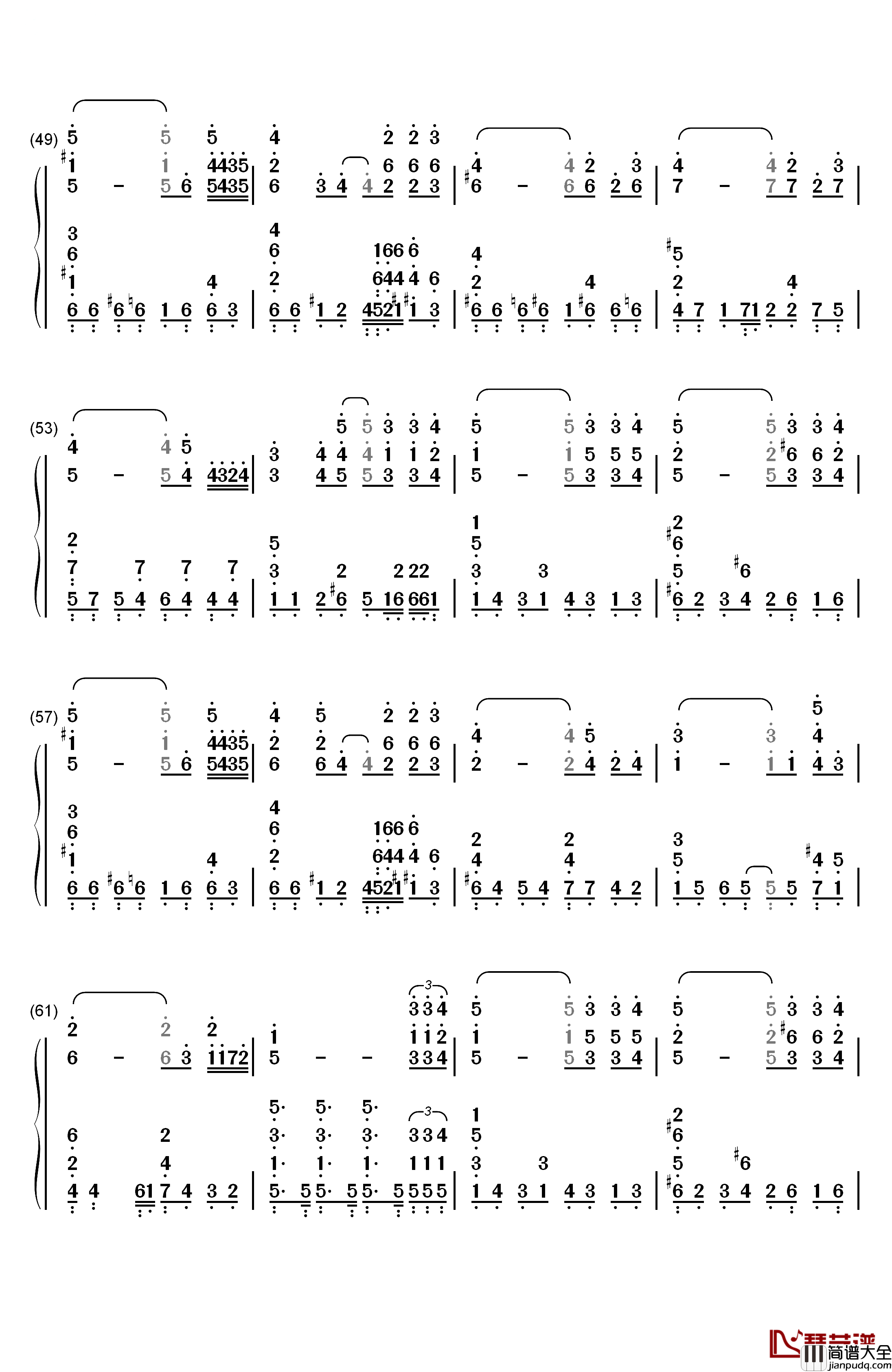 藤崎诗织的主题钢琴简谱_数字双手_藤崎诗织