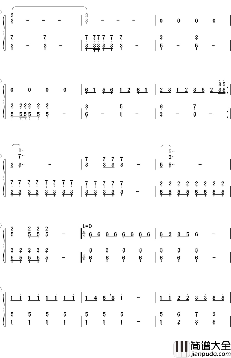 忐忑钢琴简谱_数字双手_龚琳娜