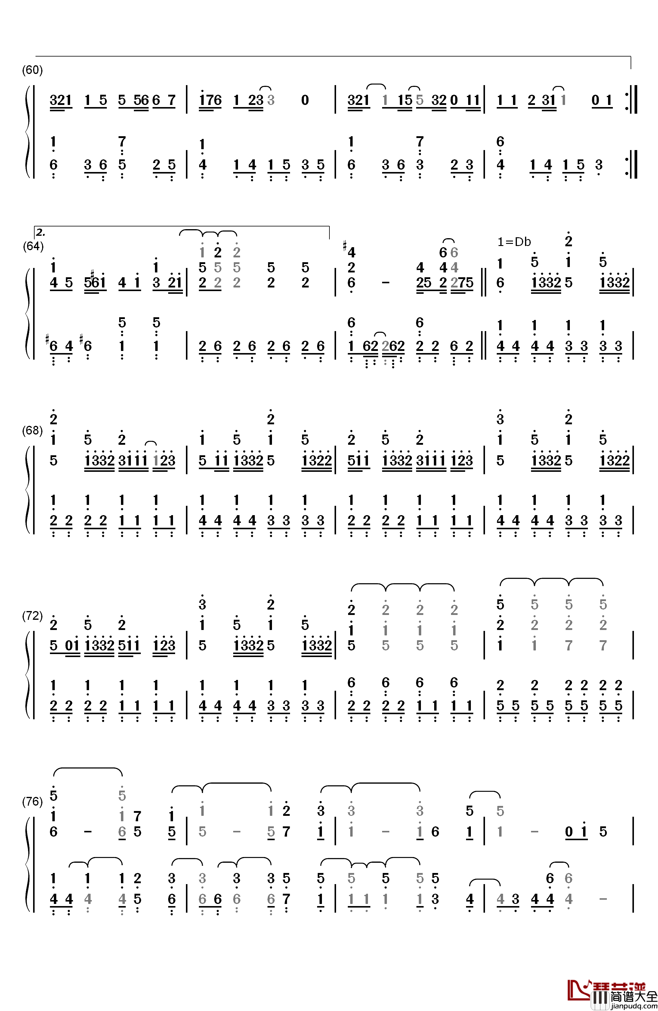 なんでもないや钢琴简谱_数字双手_RADWIMPS