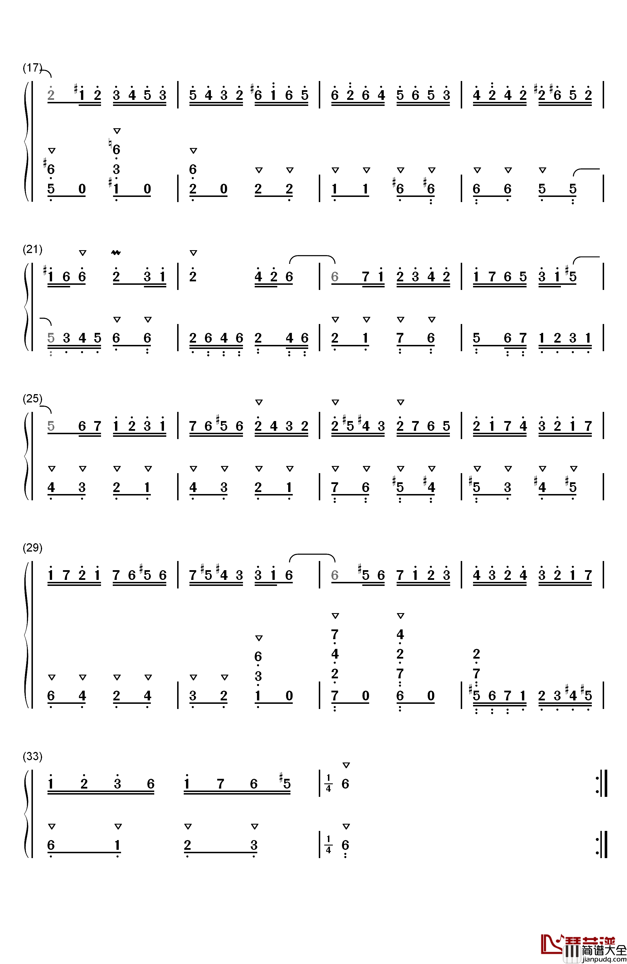 谐谑曲_25钢琴简谱_数字双手_巴赫