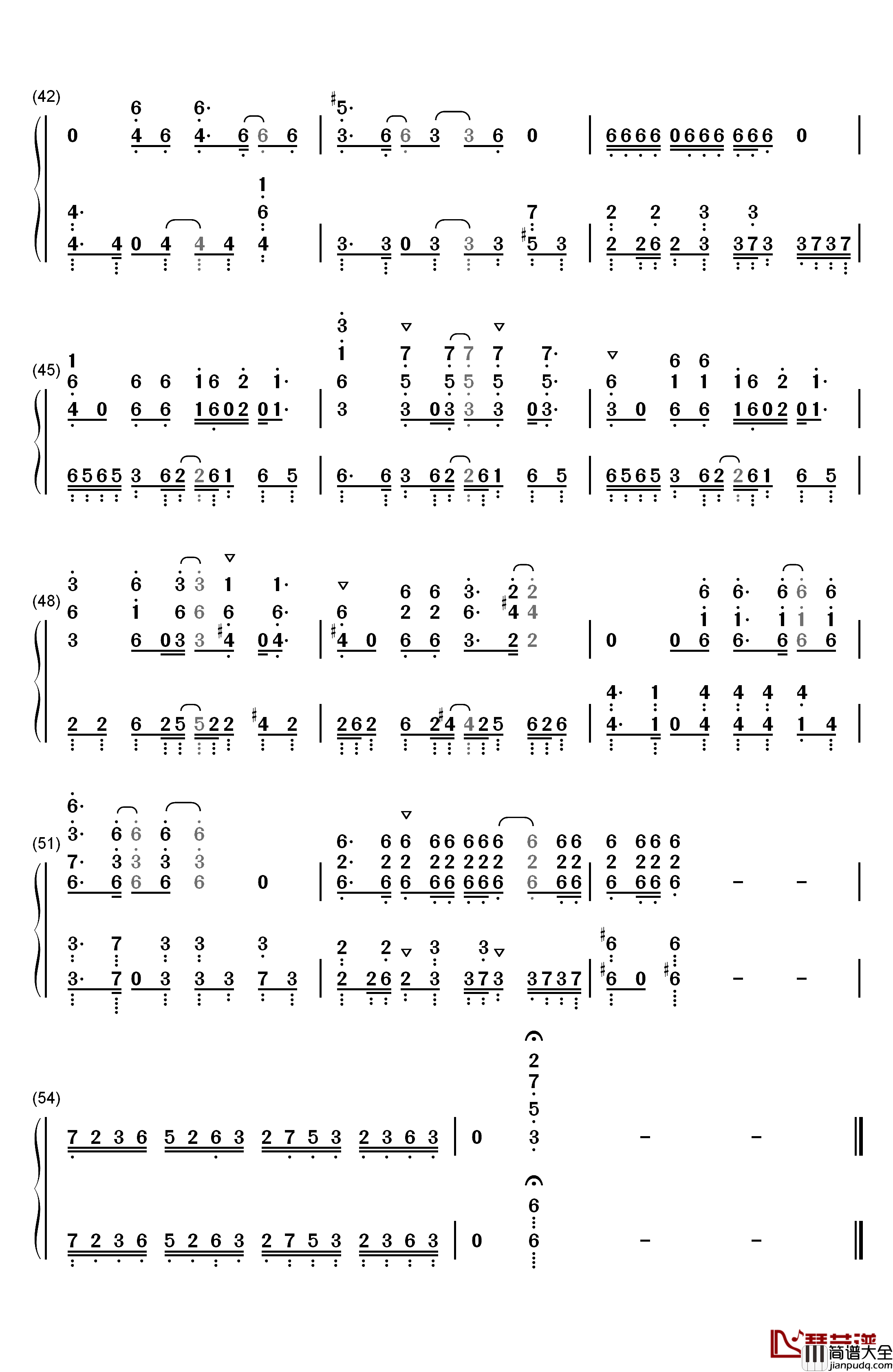 コノユビトマレ钢琴简谱_数字双手_JUNNA