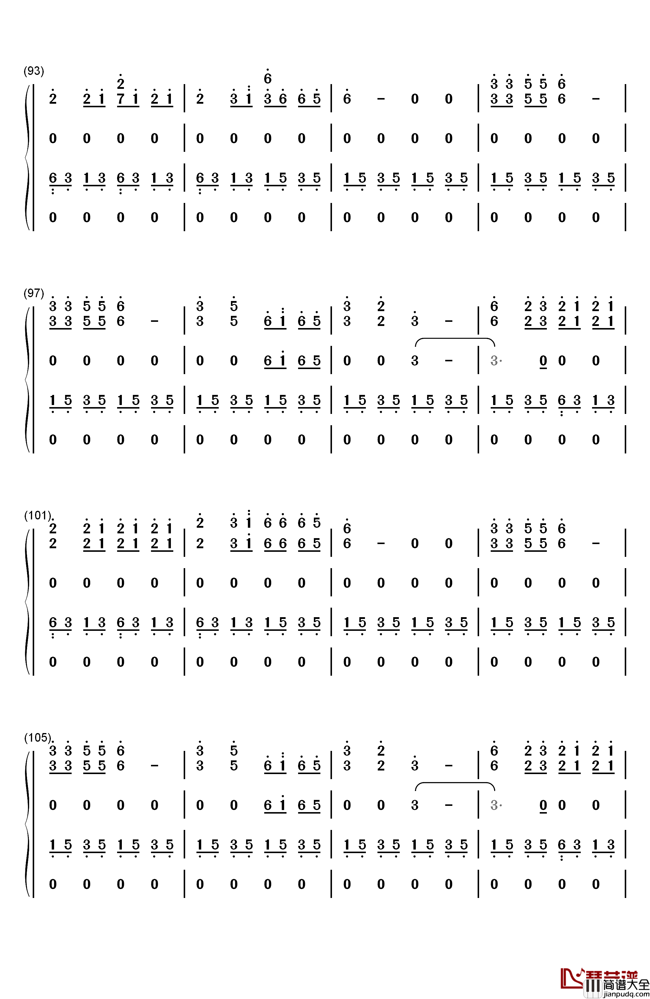 菠萝菠萝蜜钢琴简谱_数字双手_谢娜