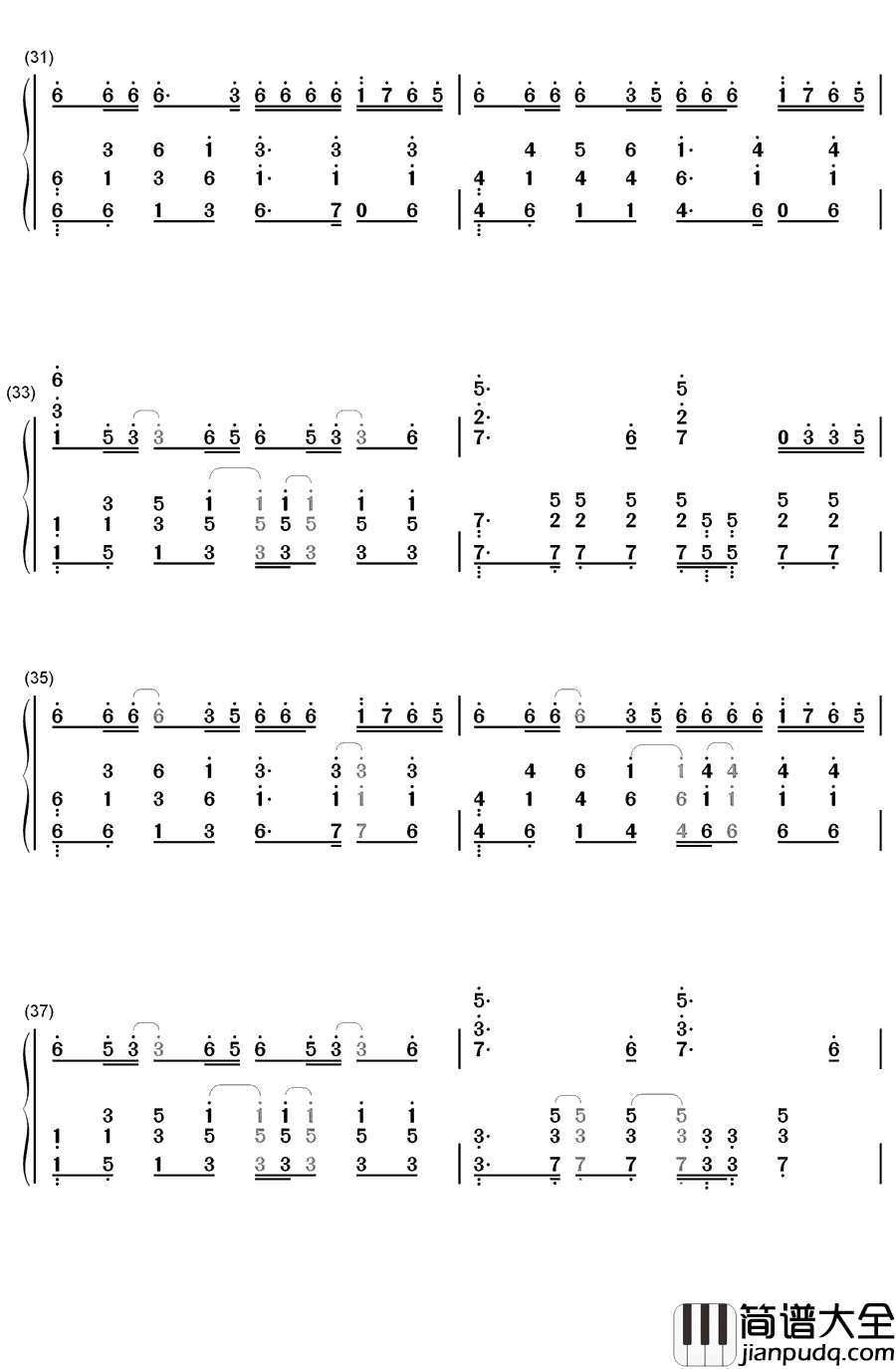 Trap钢琴简谱_数字双手_刘宪华