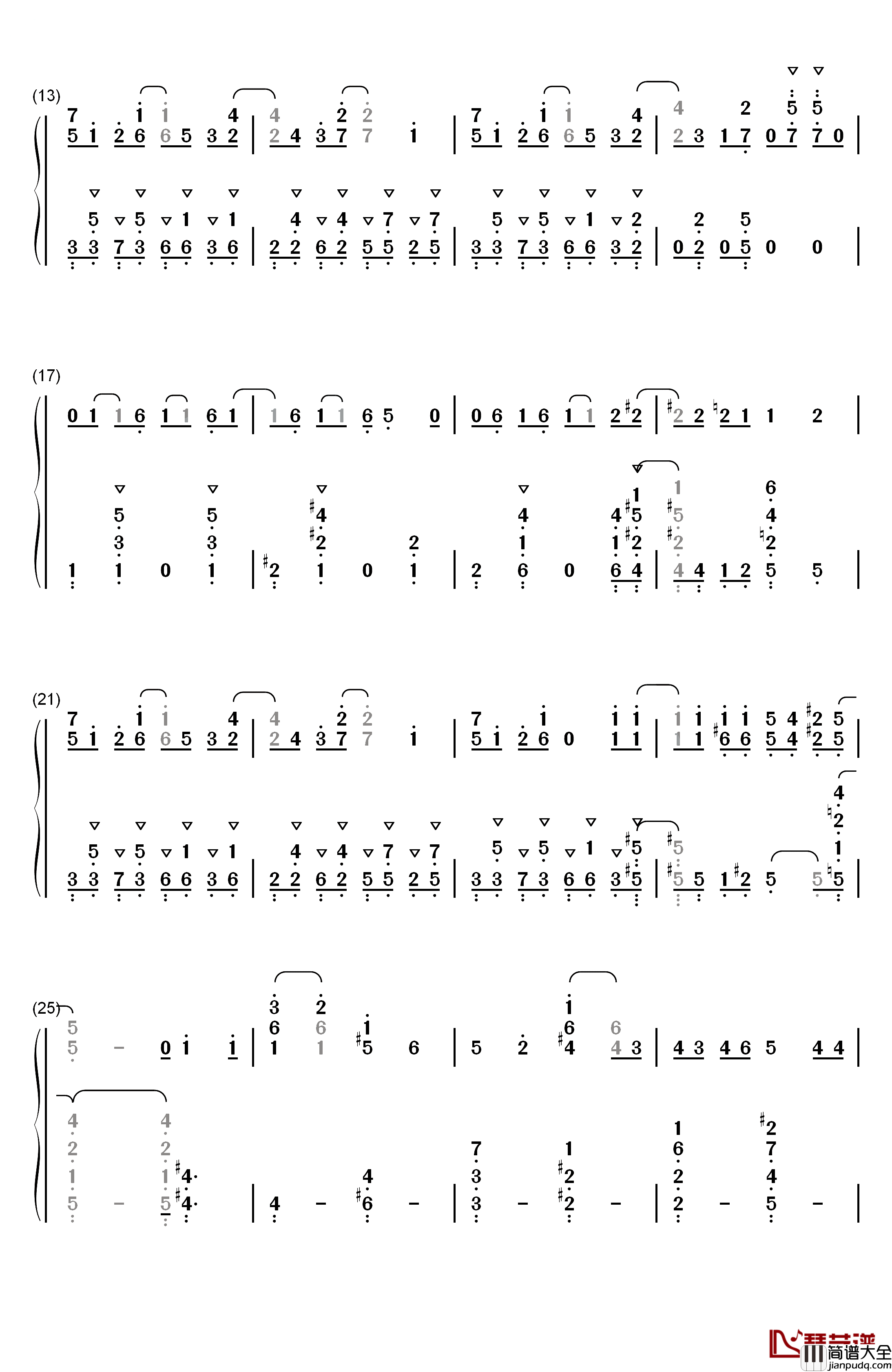 オトモダチフィルム钢琴简谱_数字双手_大石昌良