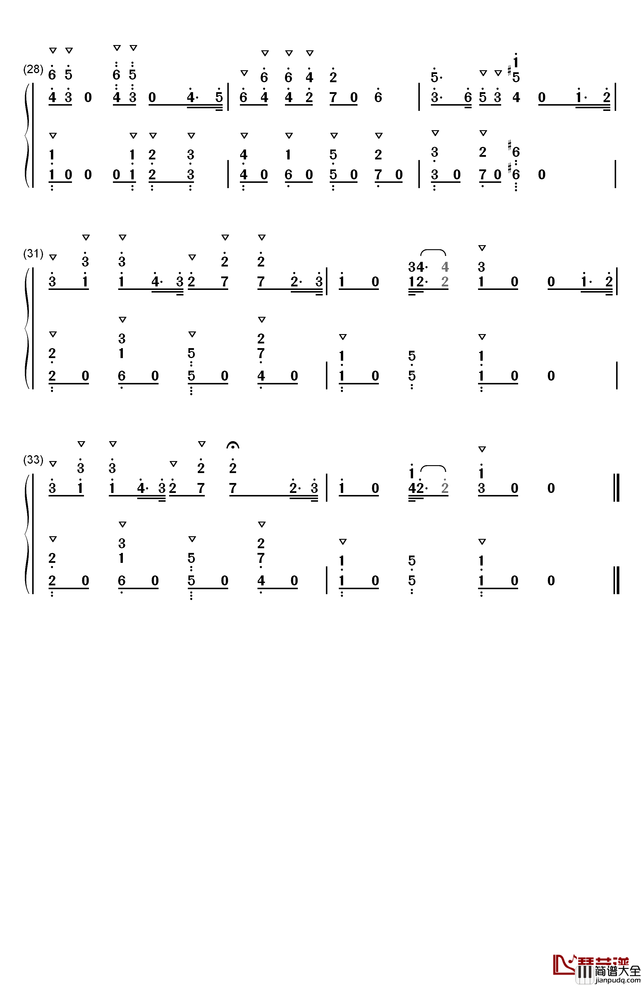 可爱颂钢琴简谱_数字双手_Hari__荷莉