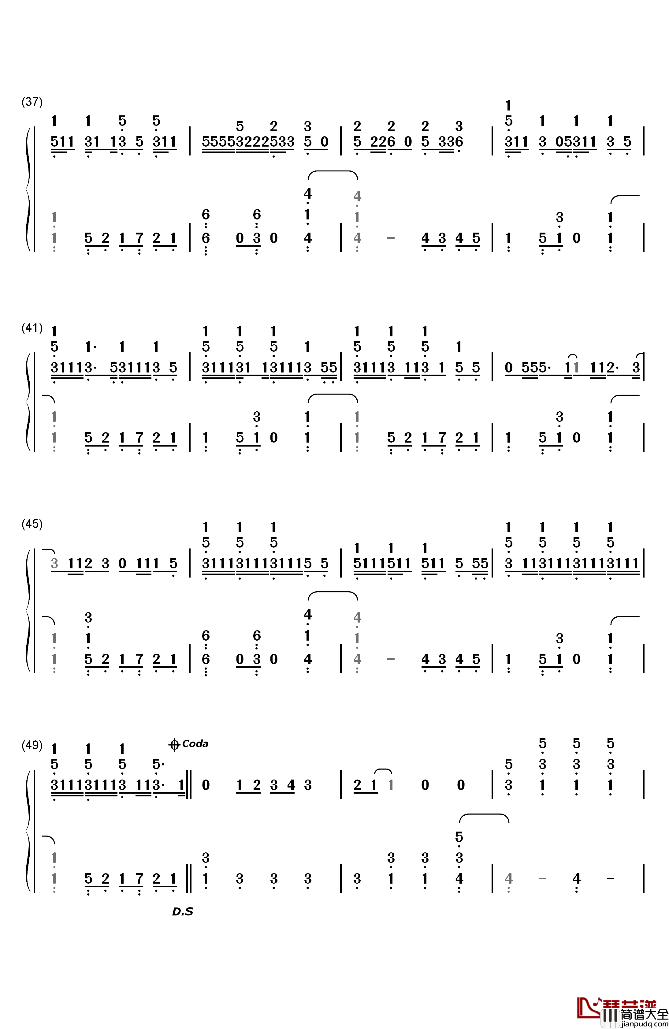 U.N.I.钢琴简谱_数字双手_Ed_Sheeran