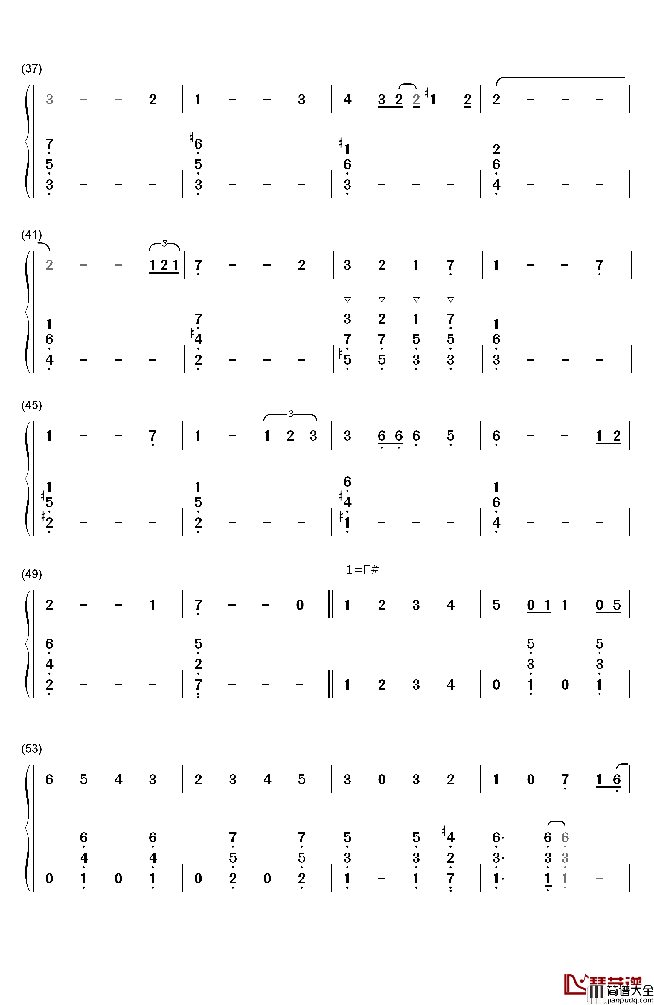 白い雪のプリンセスは钢琴简谱_数字双手_初音未来