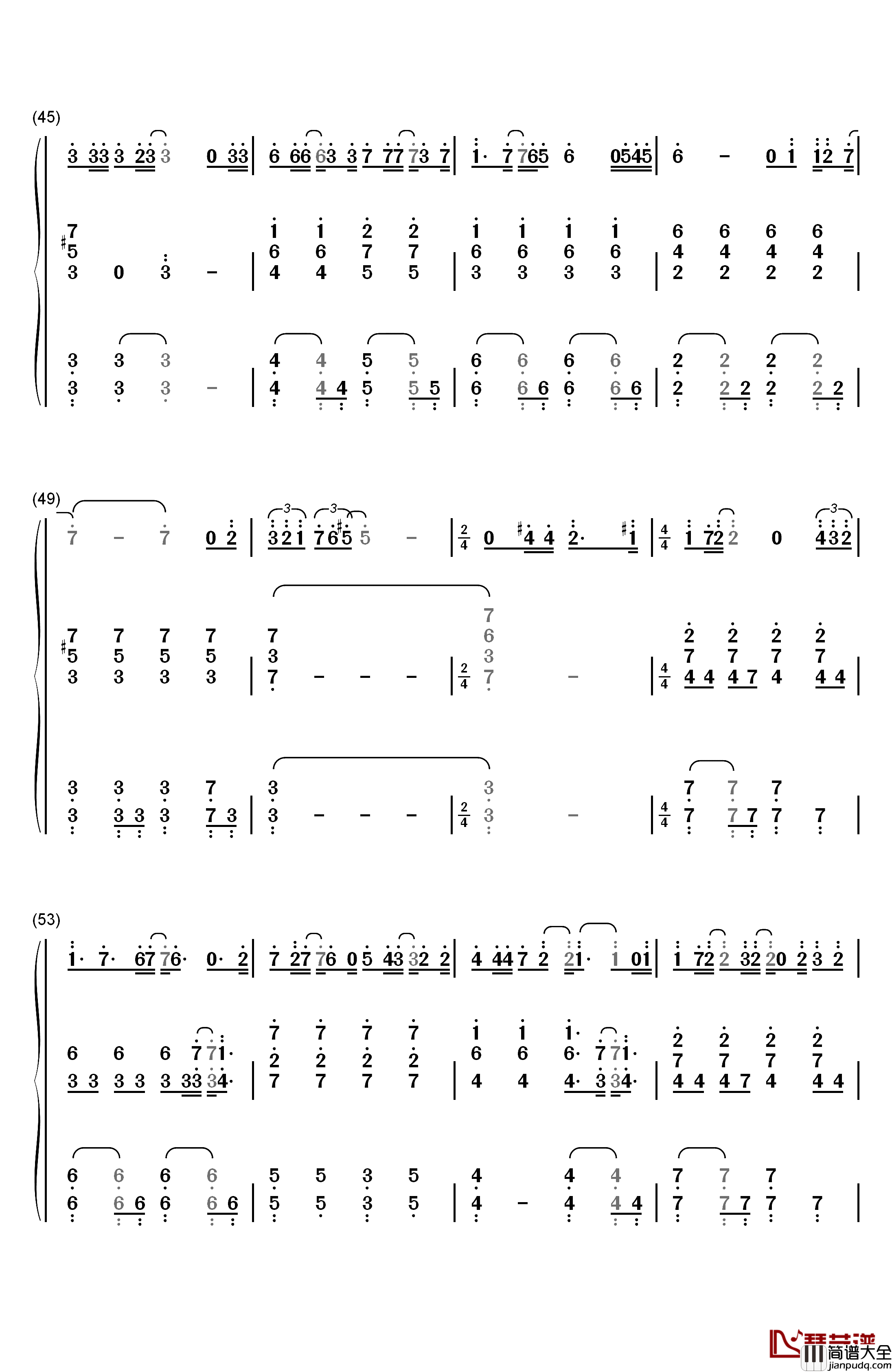 回忆的沙漏钢琴简谱_数字双手_邓紫棋