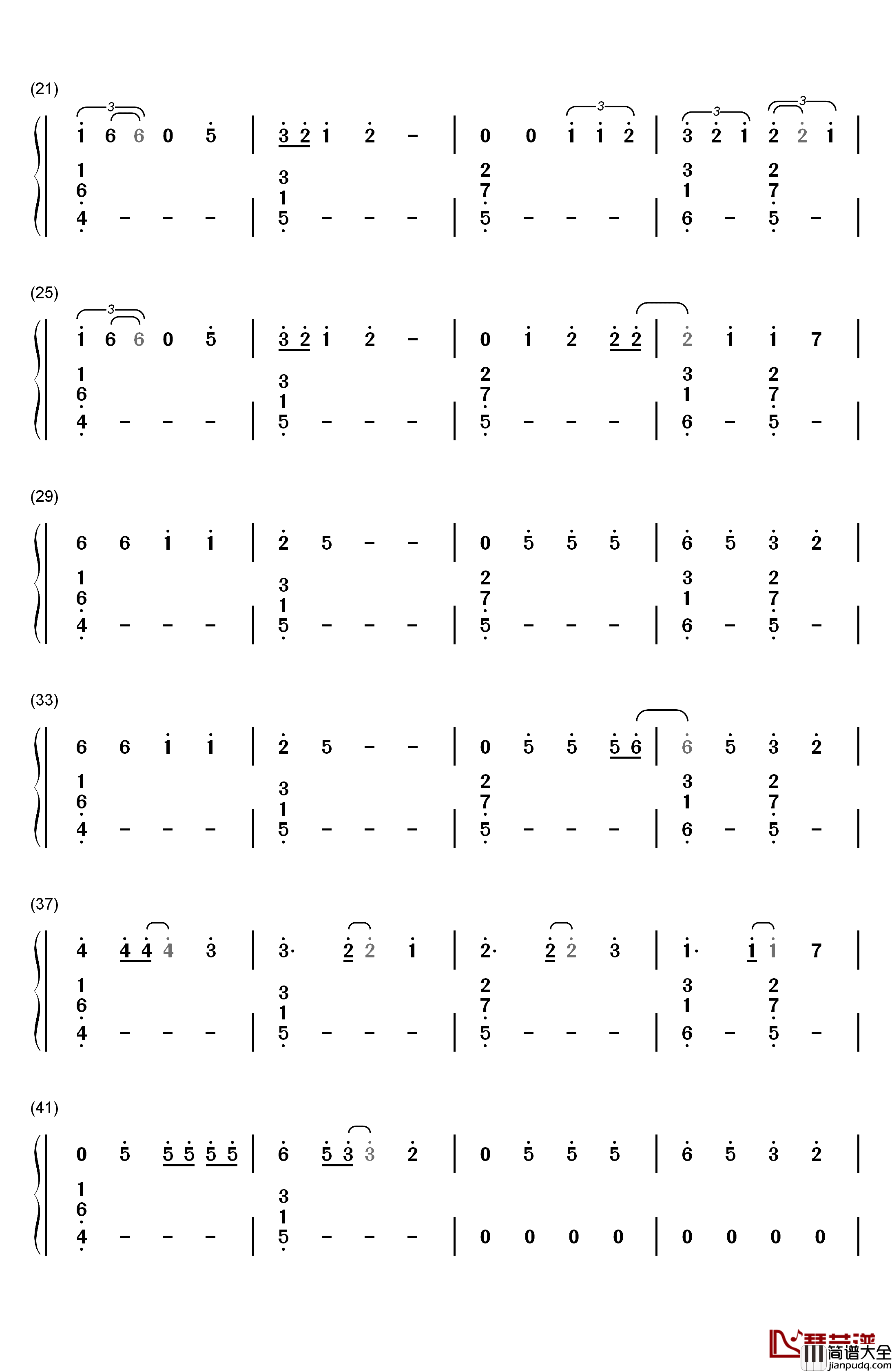 Final_Song钢琴简谱_数字双手_MO