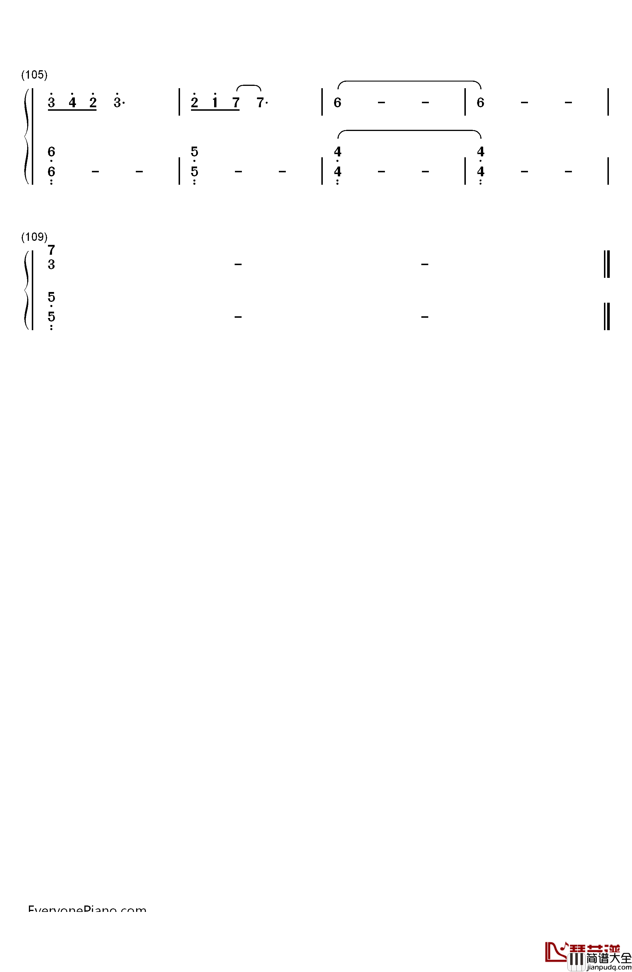 三生三世钢琴简谱_数字双手_张杰