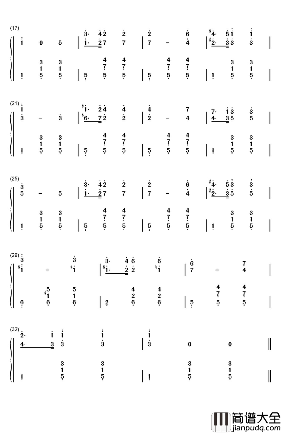 前奏曲钢琴简谱_数字双手_肖邦