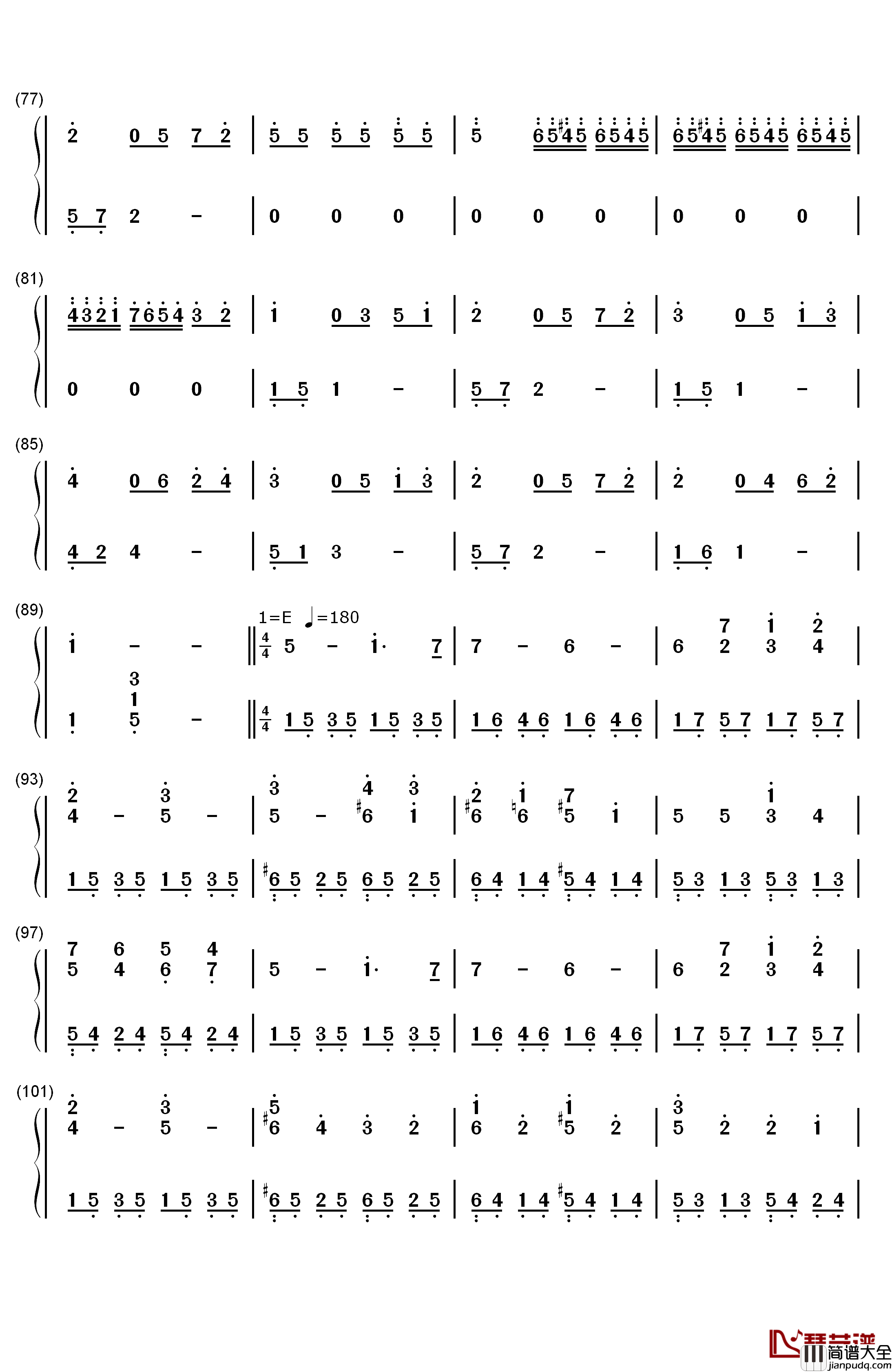 憧れの非日常钢琴简谱_数字双手_吉森信