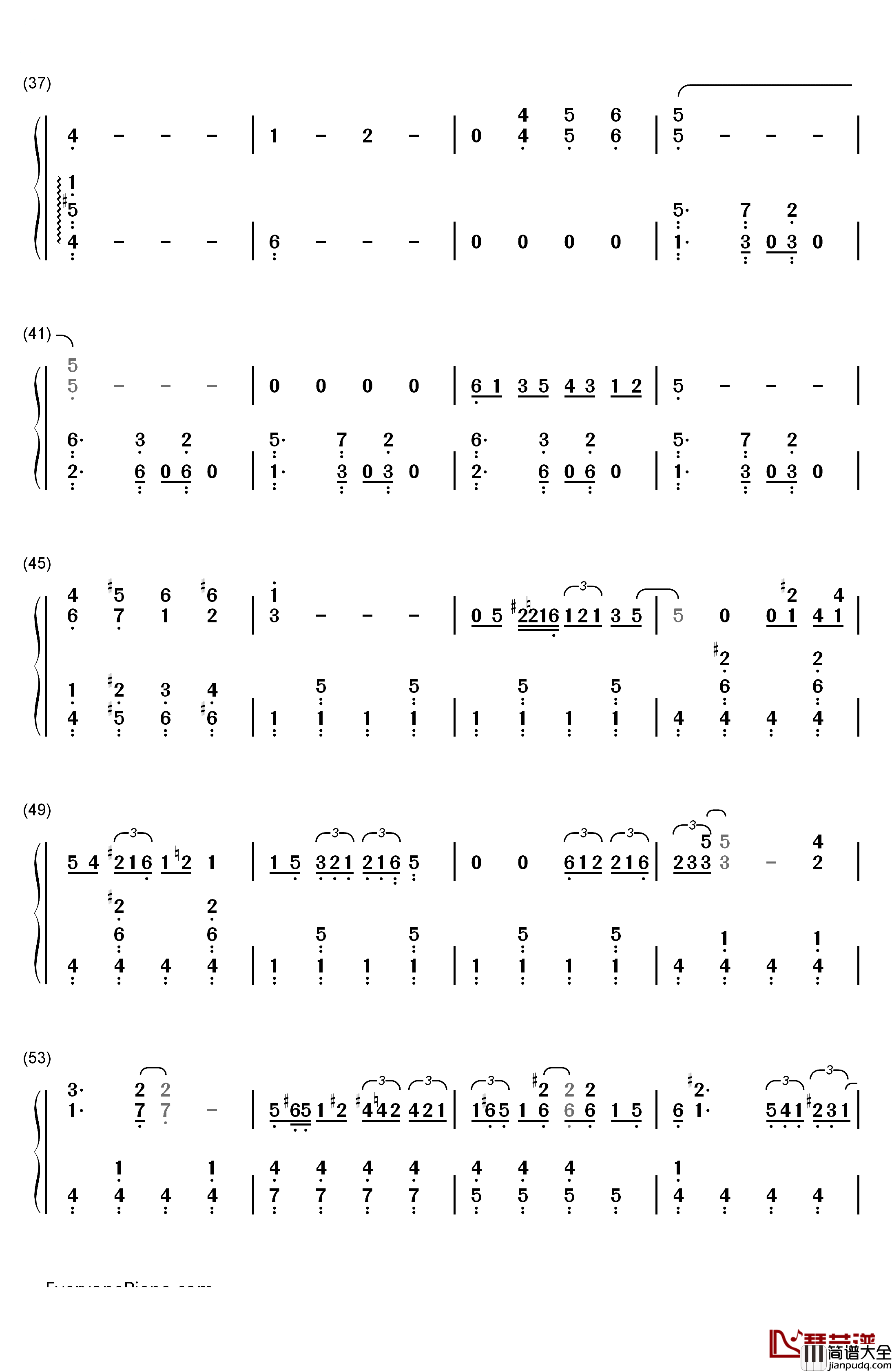 憧れカフェ钢琴简谱_数字双手_RADWIMPS