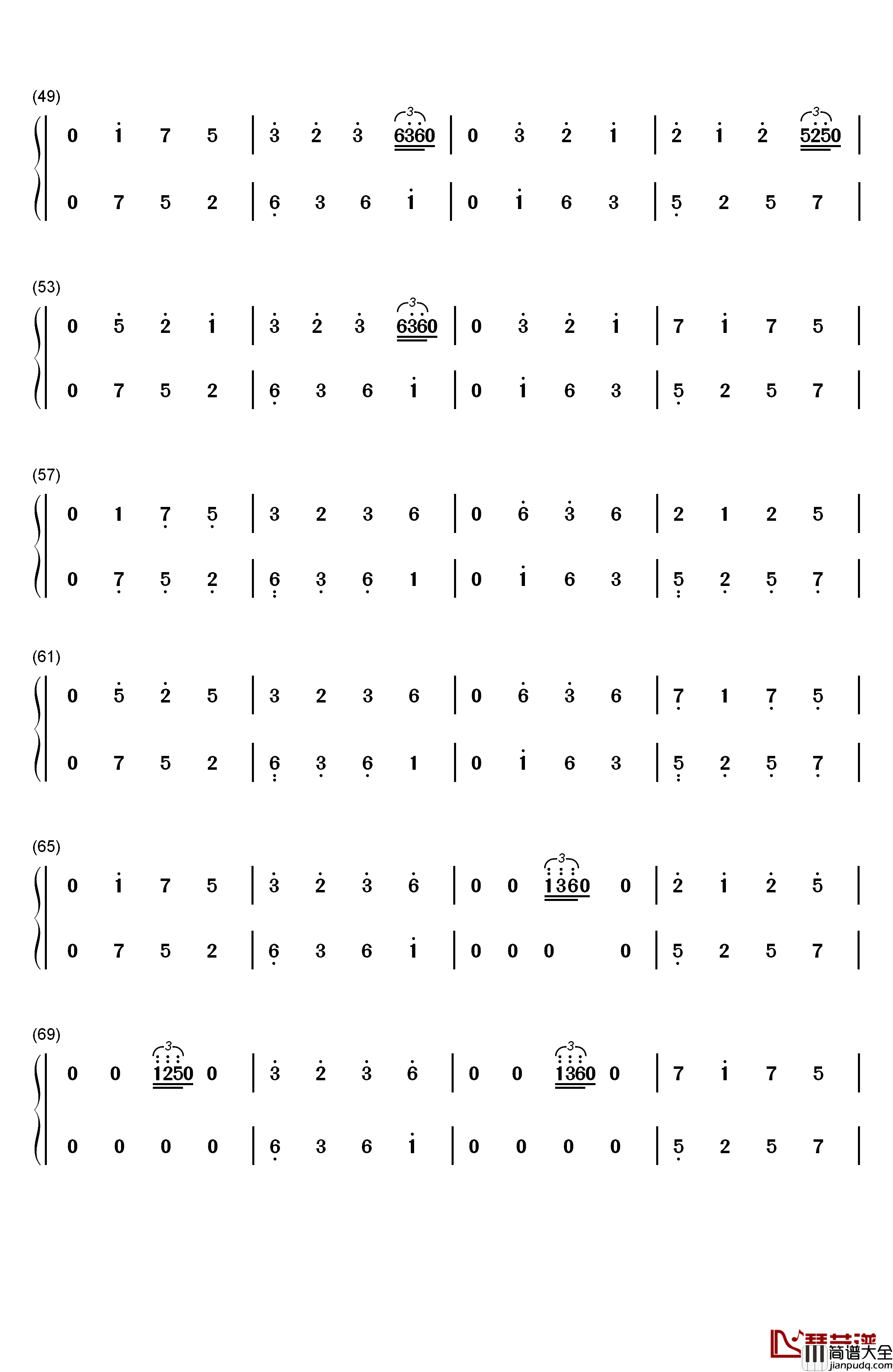 幻思钢琴简谱_数字双手_琴光kelly