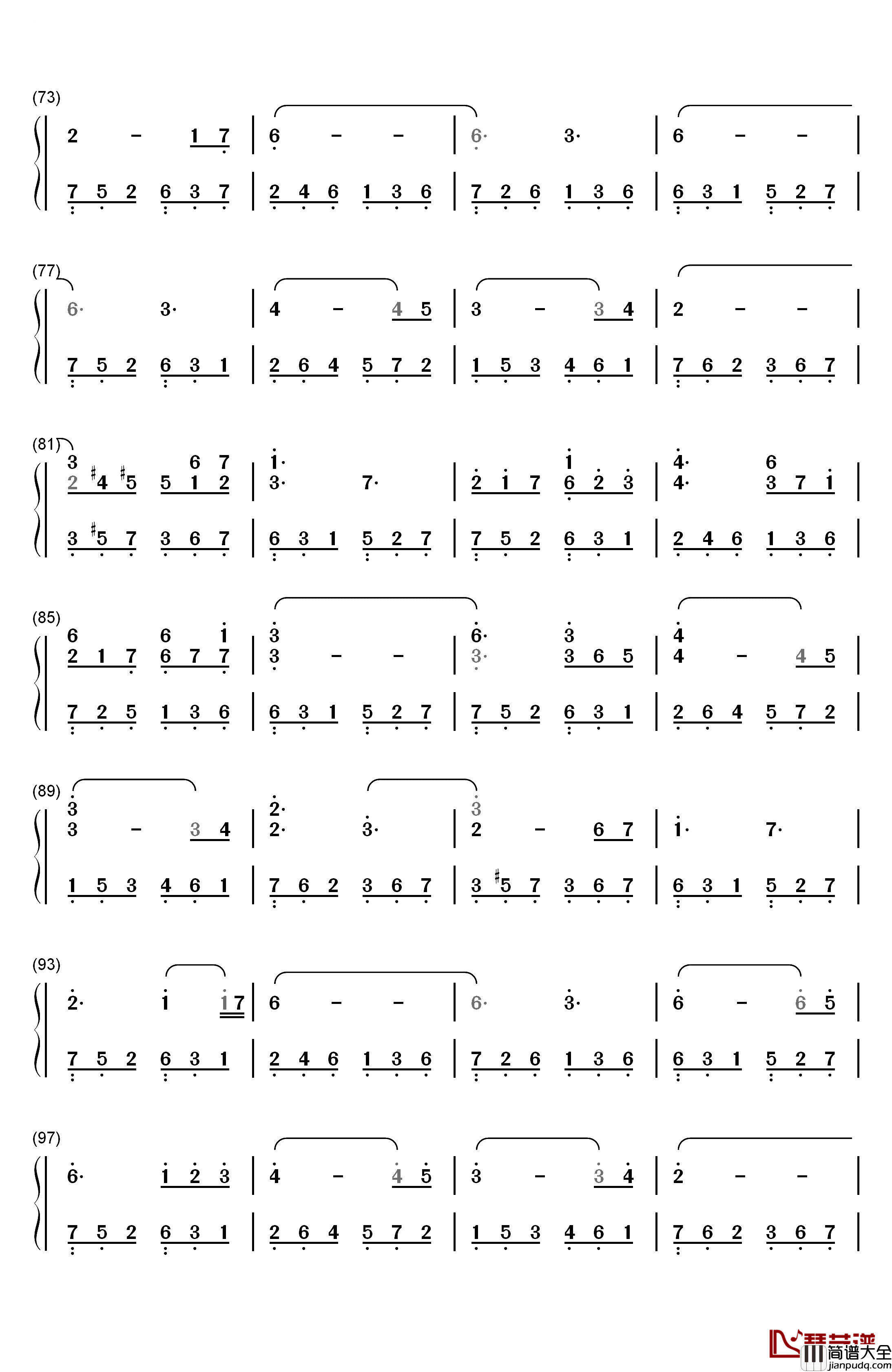 声声思钢琴简谱_数字双手_林海