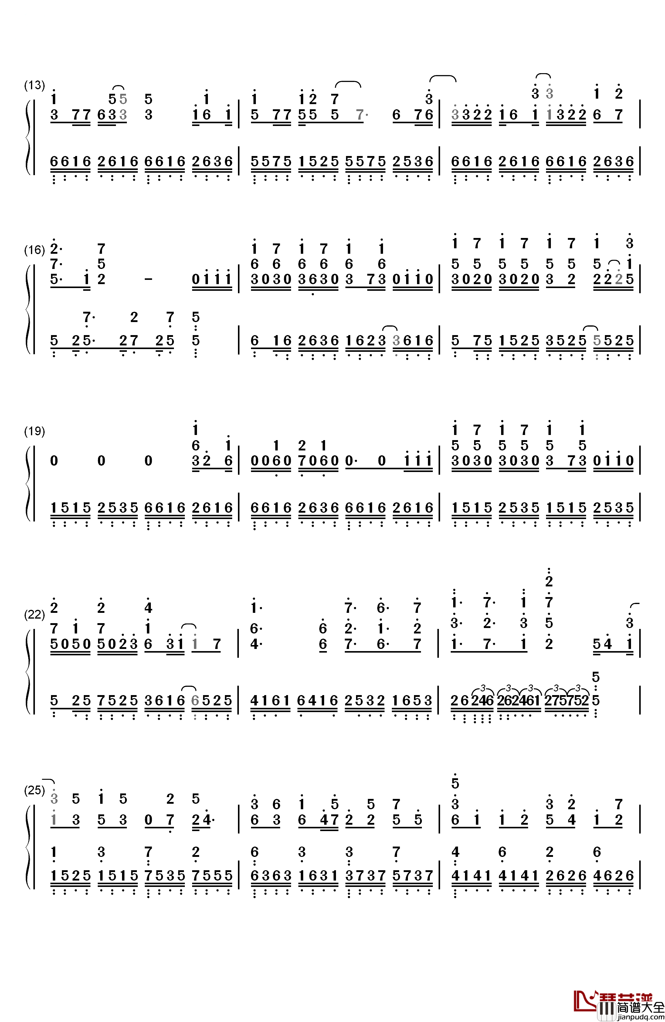 虹の空钢琴简谱_数字双手_FLOW