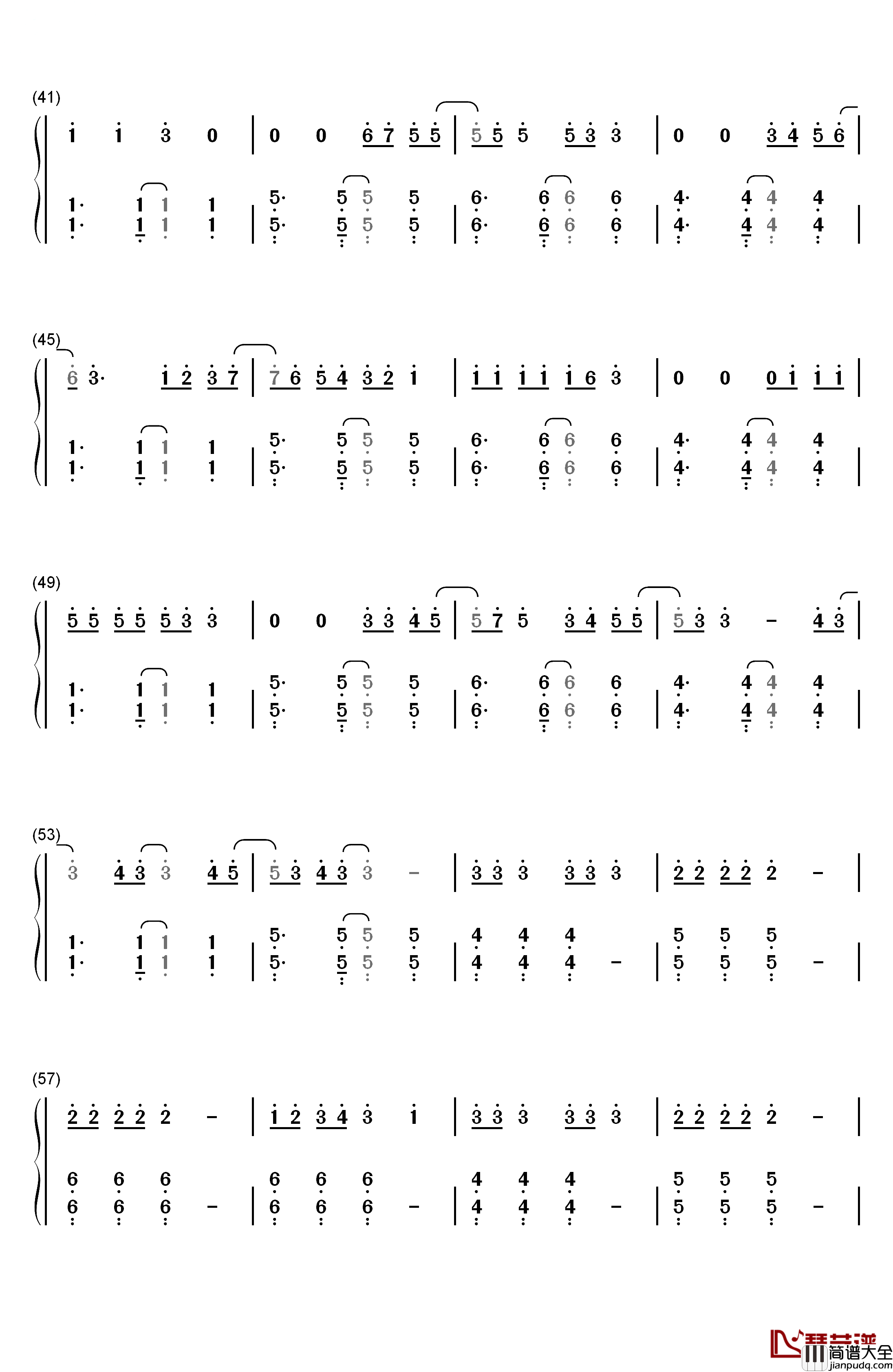 Fascination钢琴简谱_数字双手_周笔畅