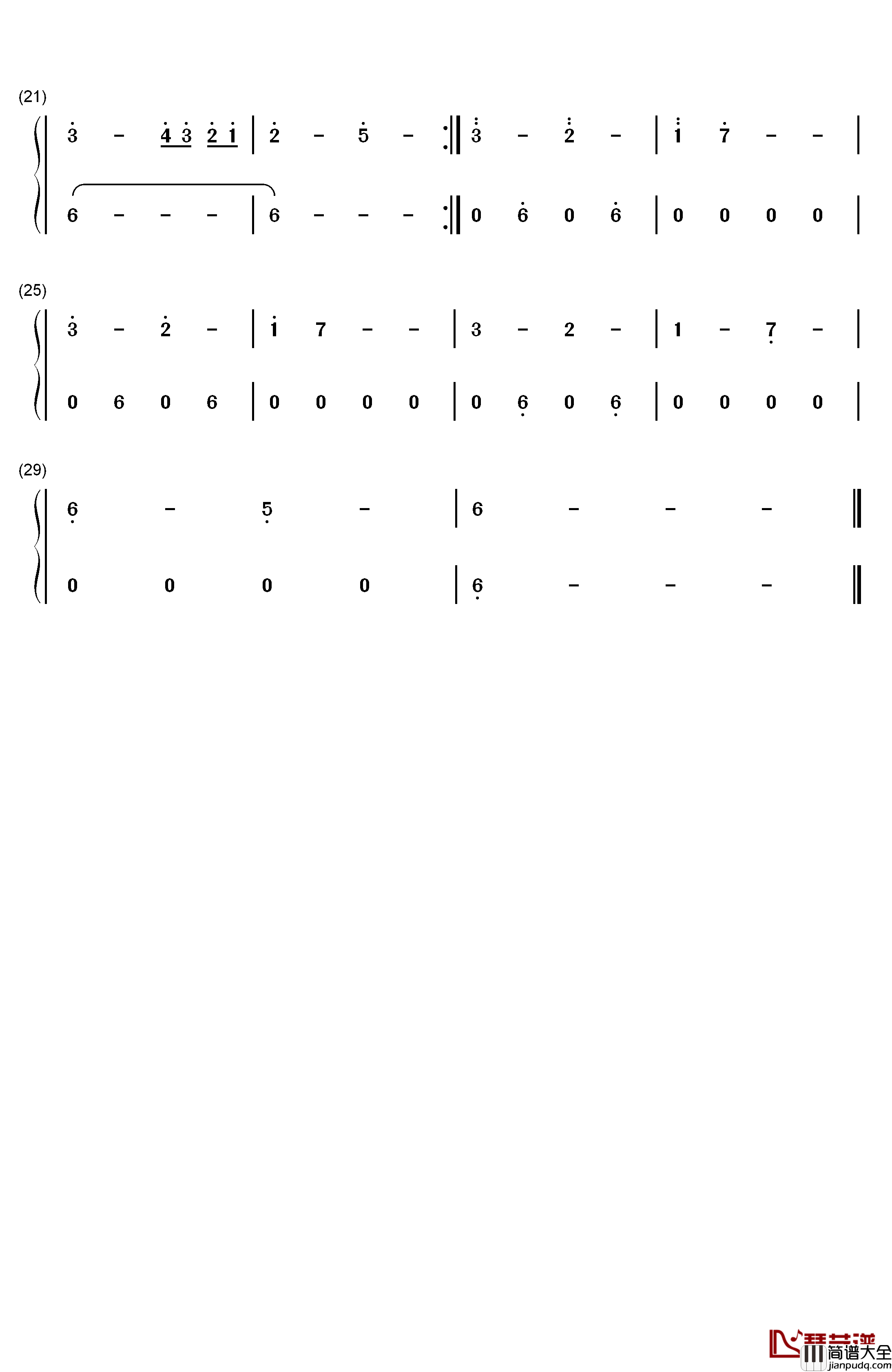 桜花钢琴简谱_数字双手_大谷幸