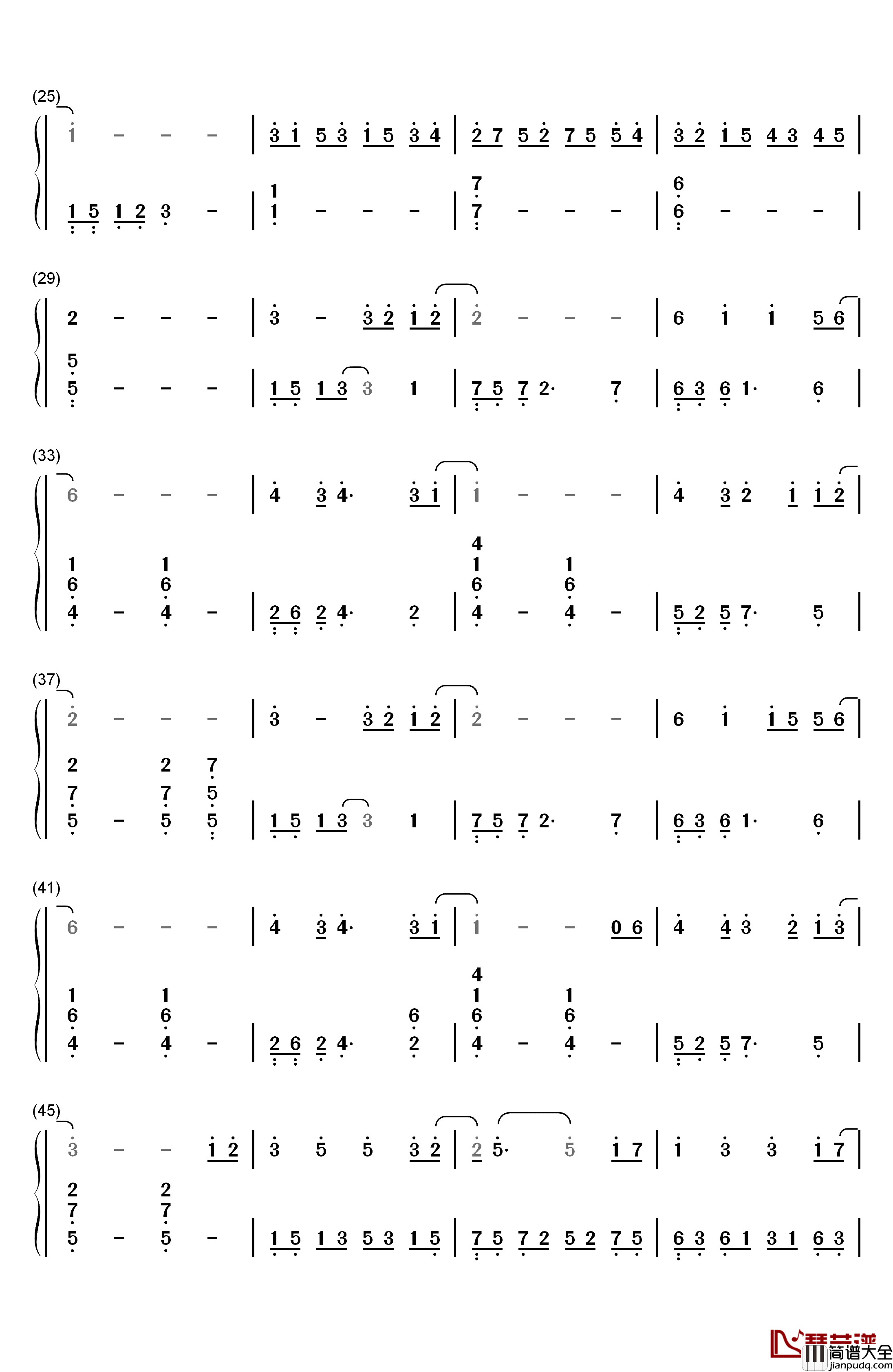 地铁等待钢琴简谱_数字双手_宋孟君