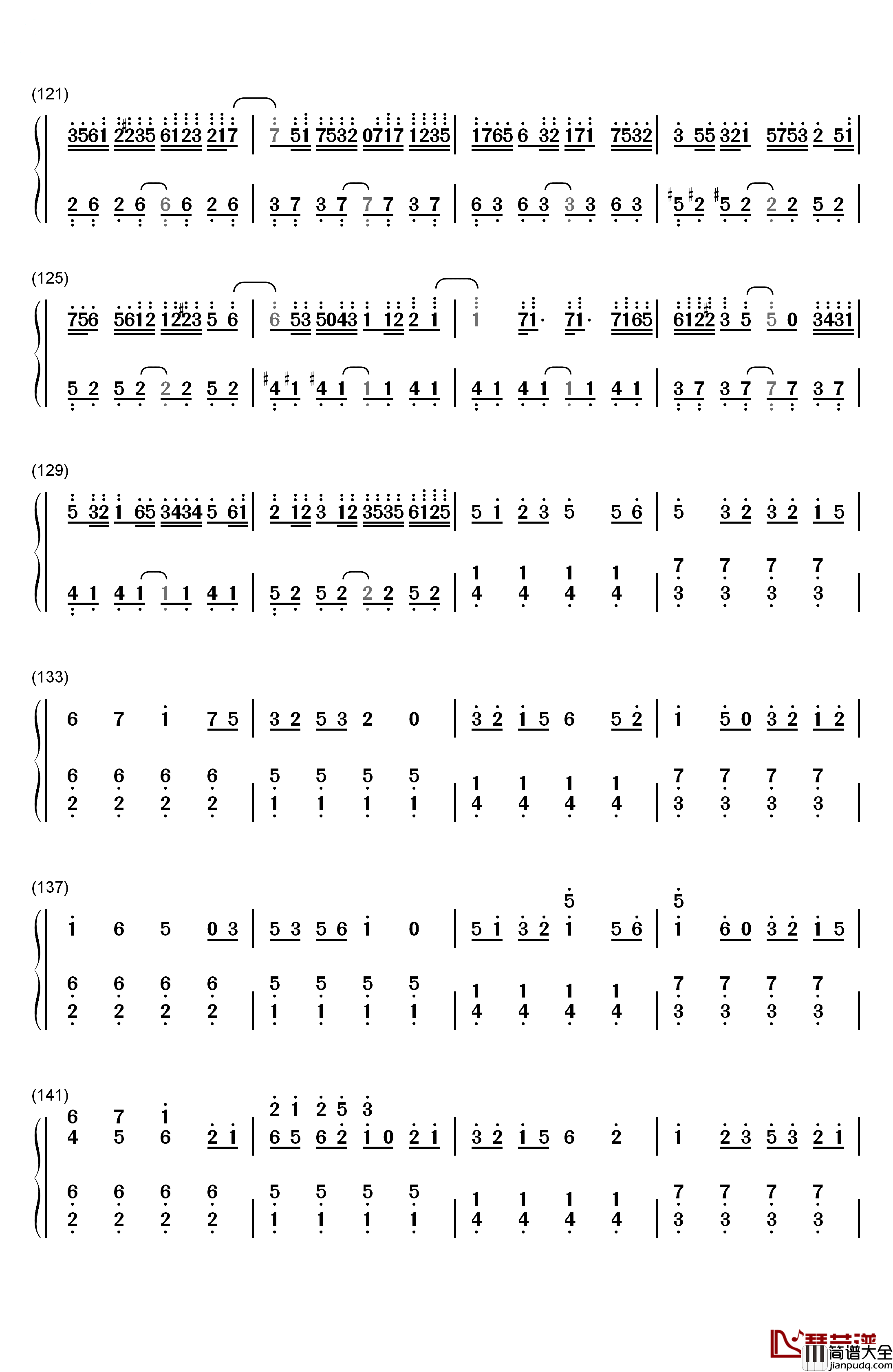 想像フォレスト钢琴简谱_数字双手_IA