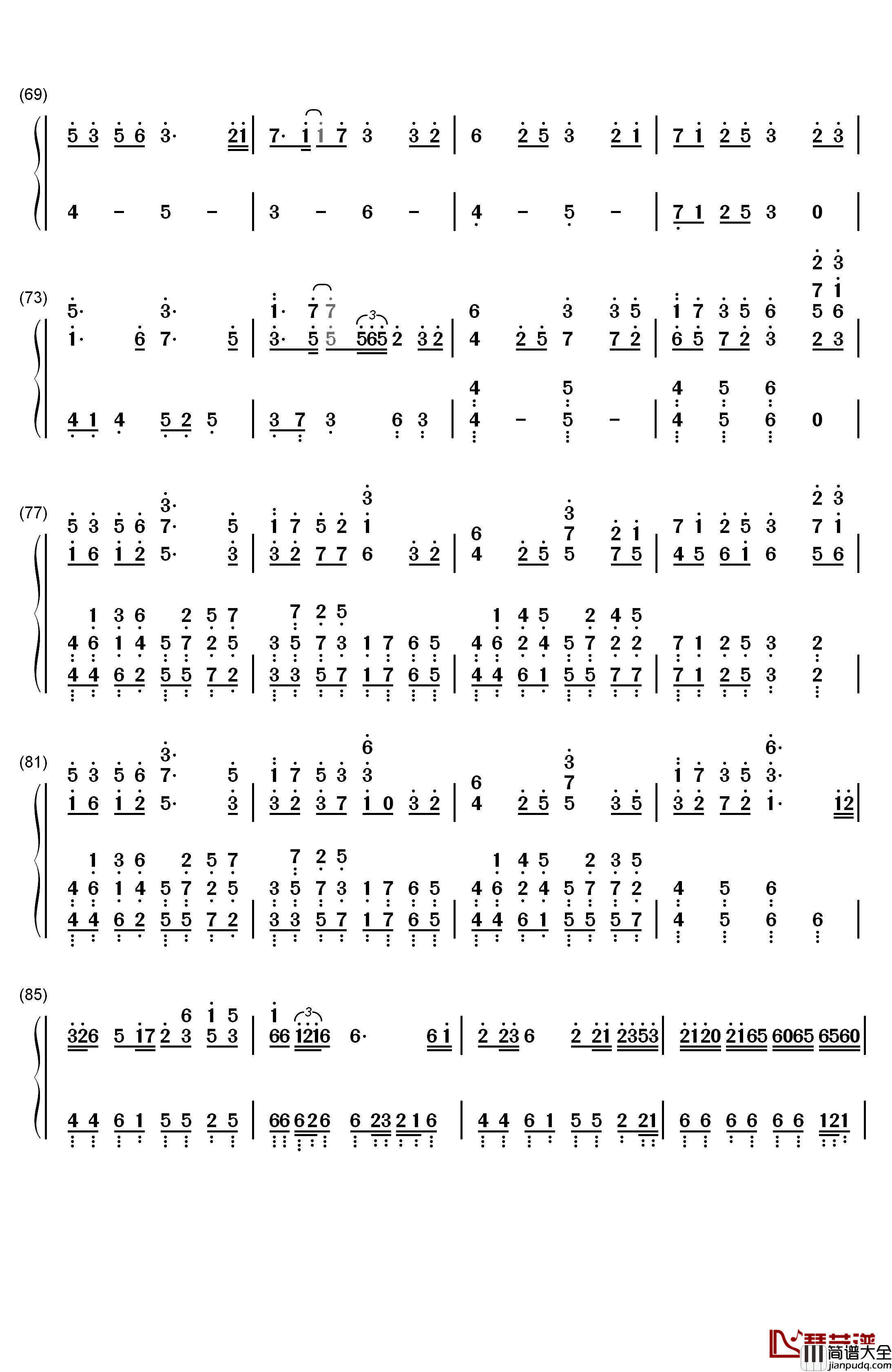 虹色蝶々钢琴简谱_数字双手_初音ミク