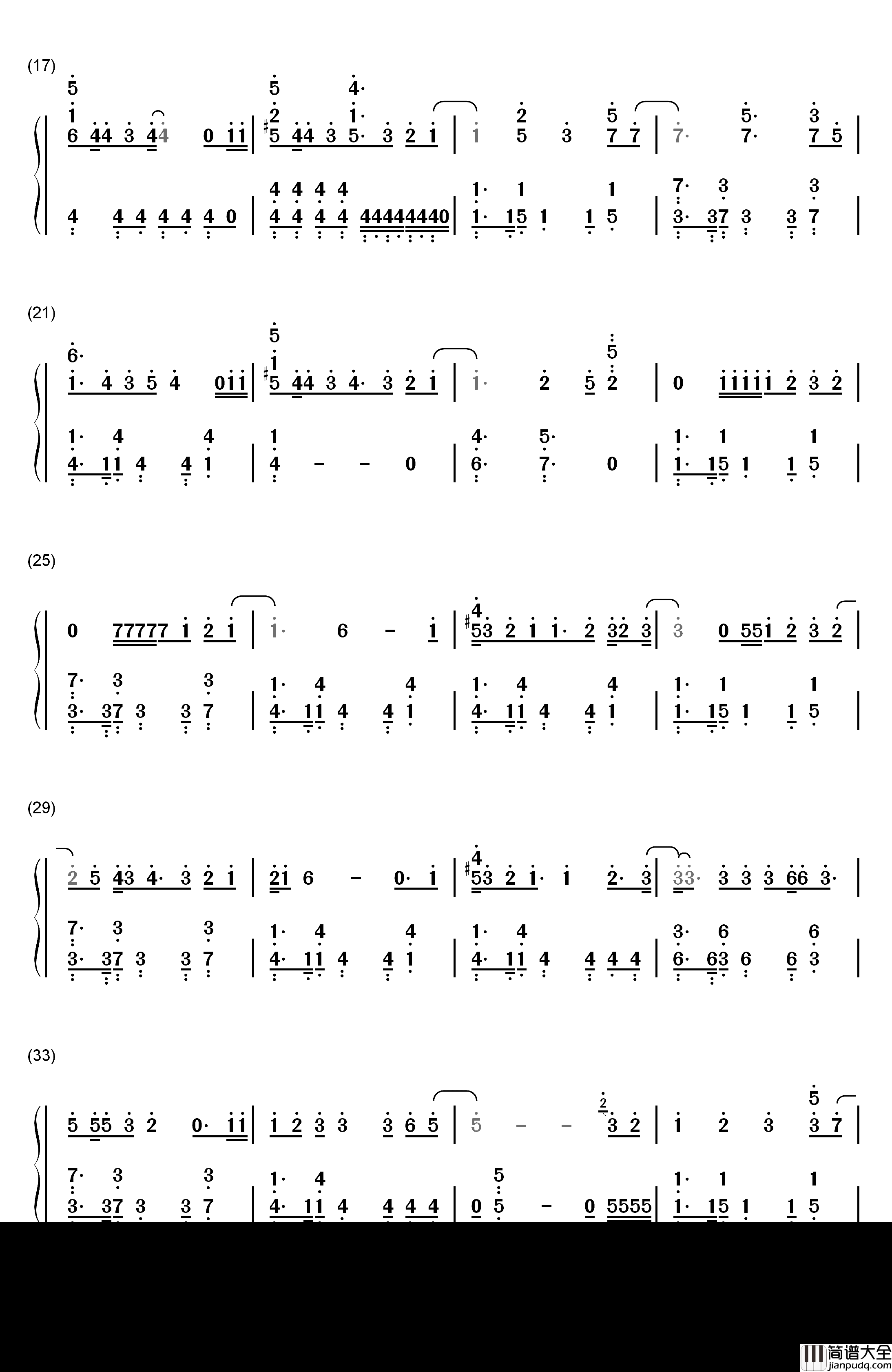 Everytime钢琴简谱_数字双手_Chen__Punch