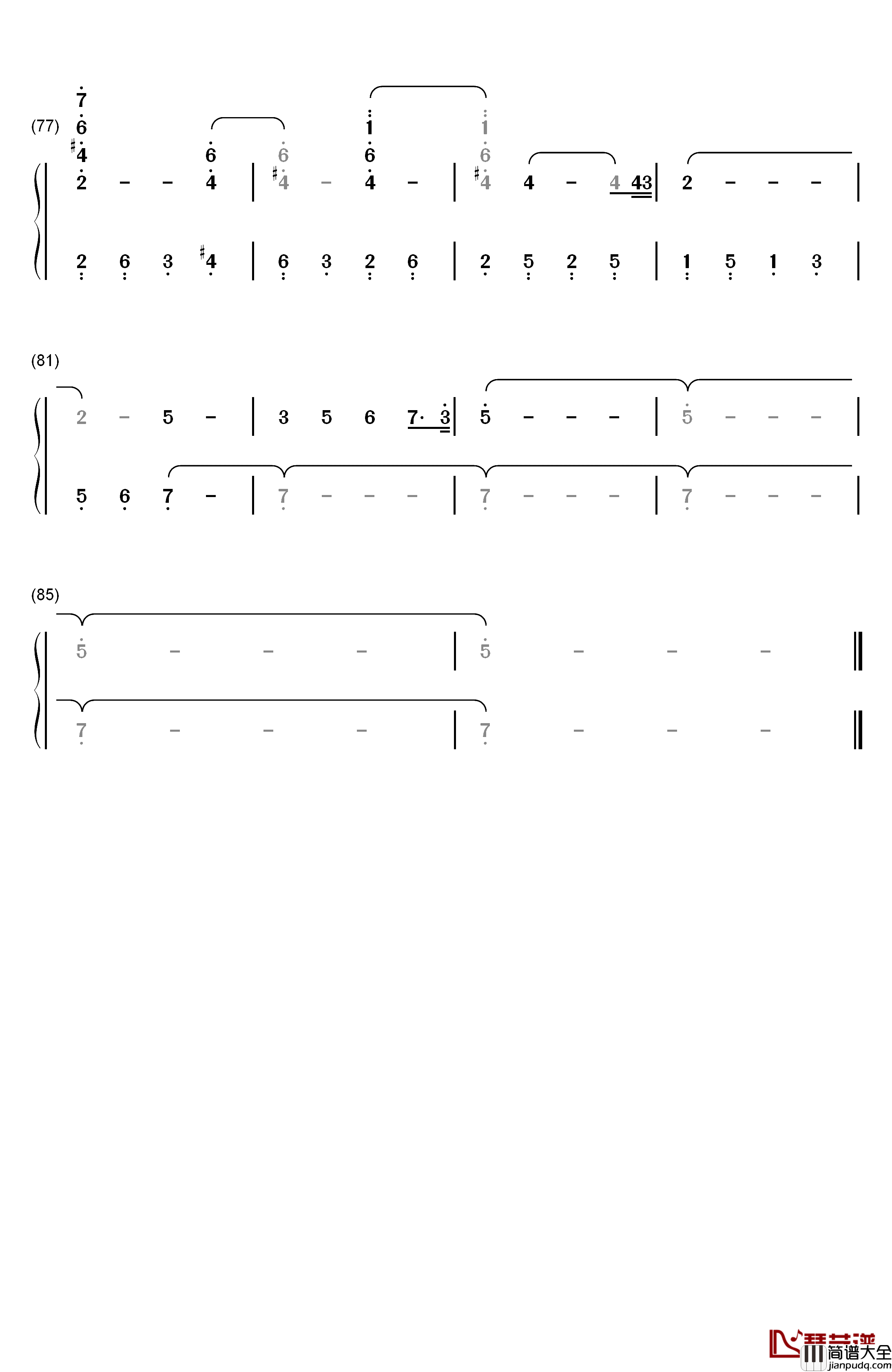 Reminiscence钢琴简谱_数字双手_岩崎琢