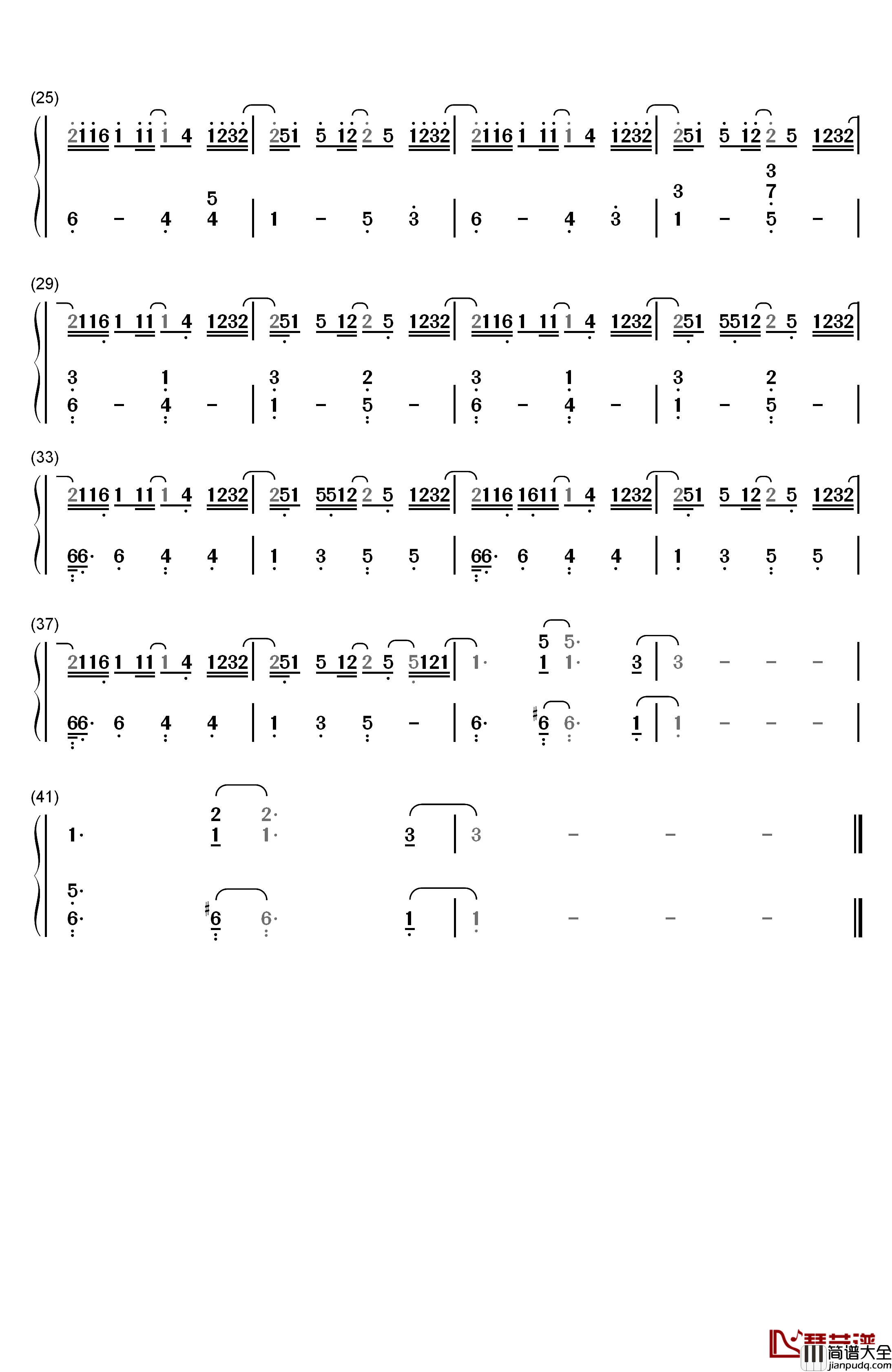 かたわれ時钢琴简谱_数字双手_RADWIMPS