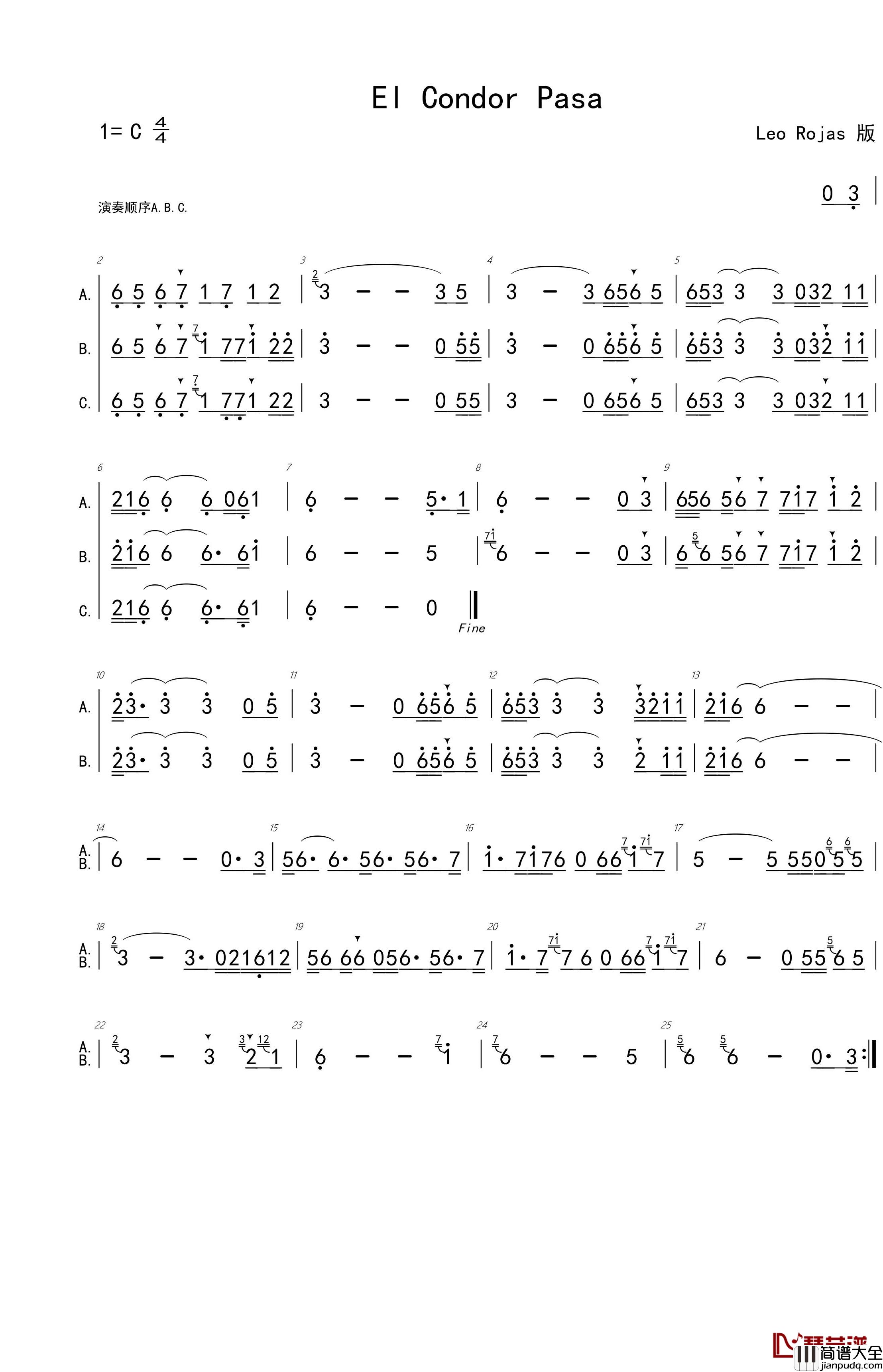 El_Condor_Pasa简谱_排箫LeoRojas演唱