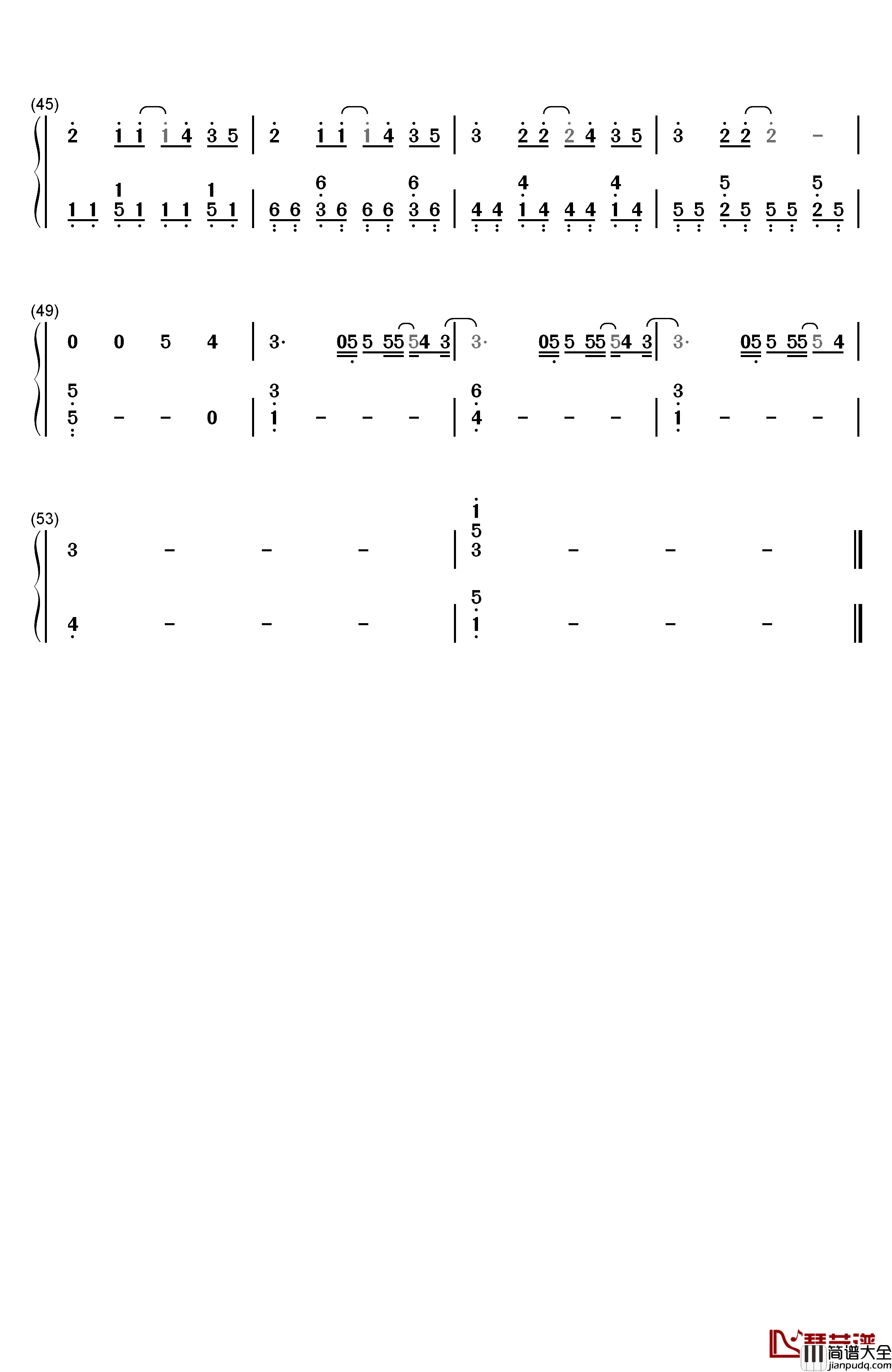 和你在一起钢琴简谱_数字双手_汪苏泷