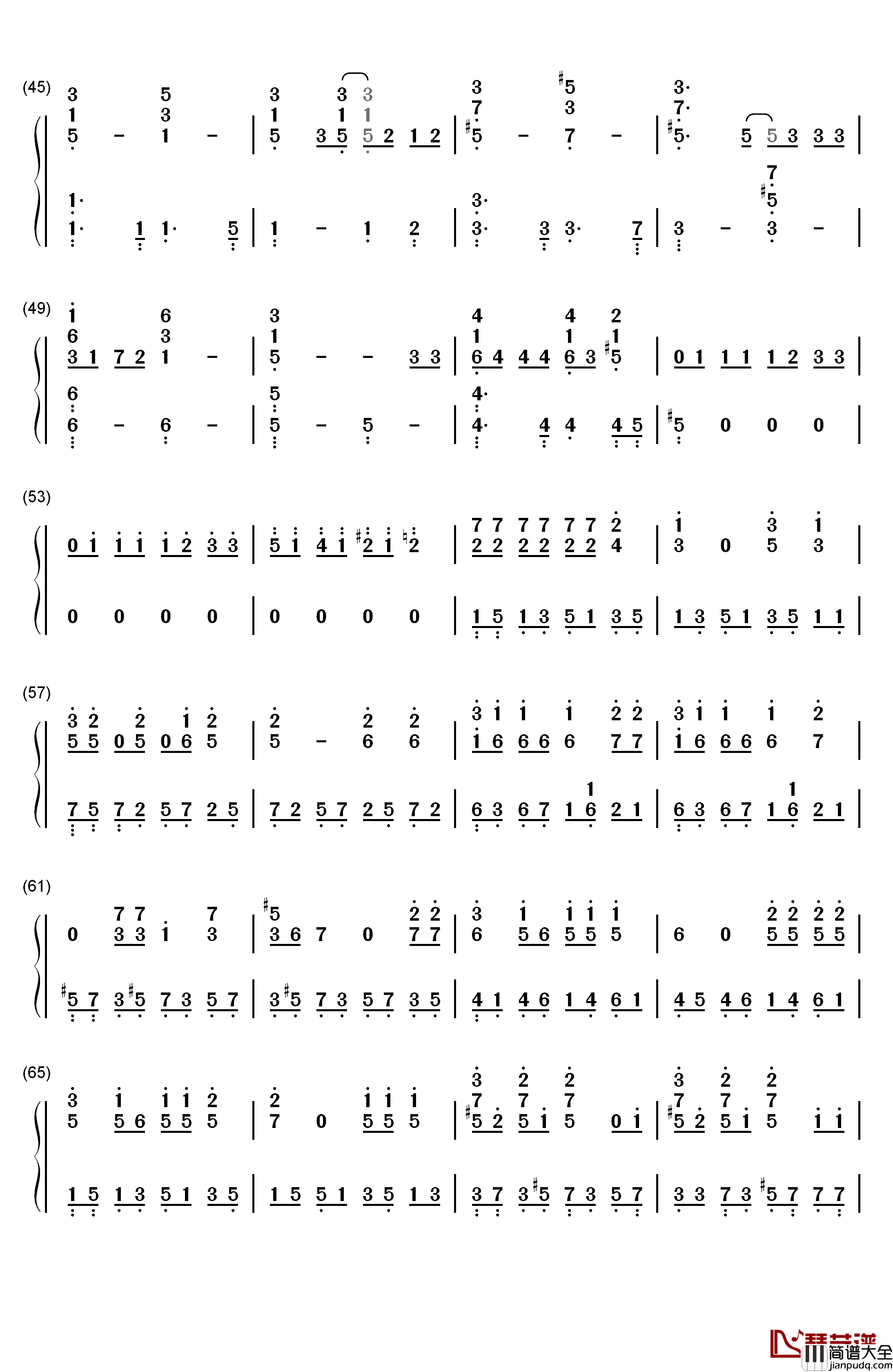 眼鼻嘴钢琴简谱_数字双手_Taeyang