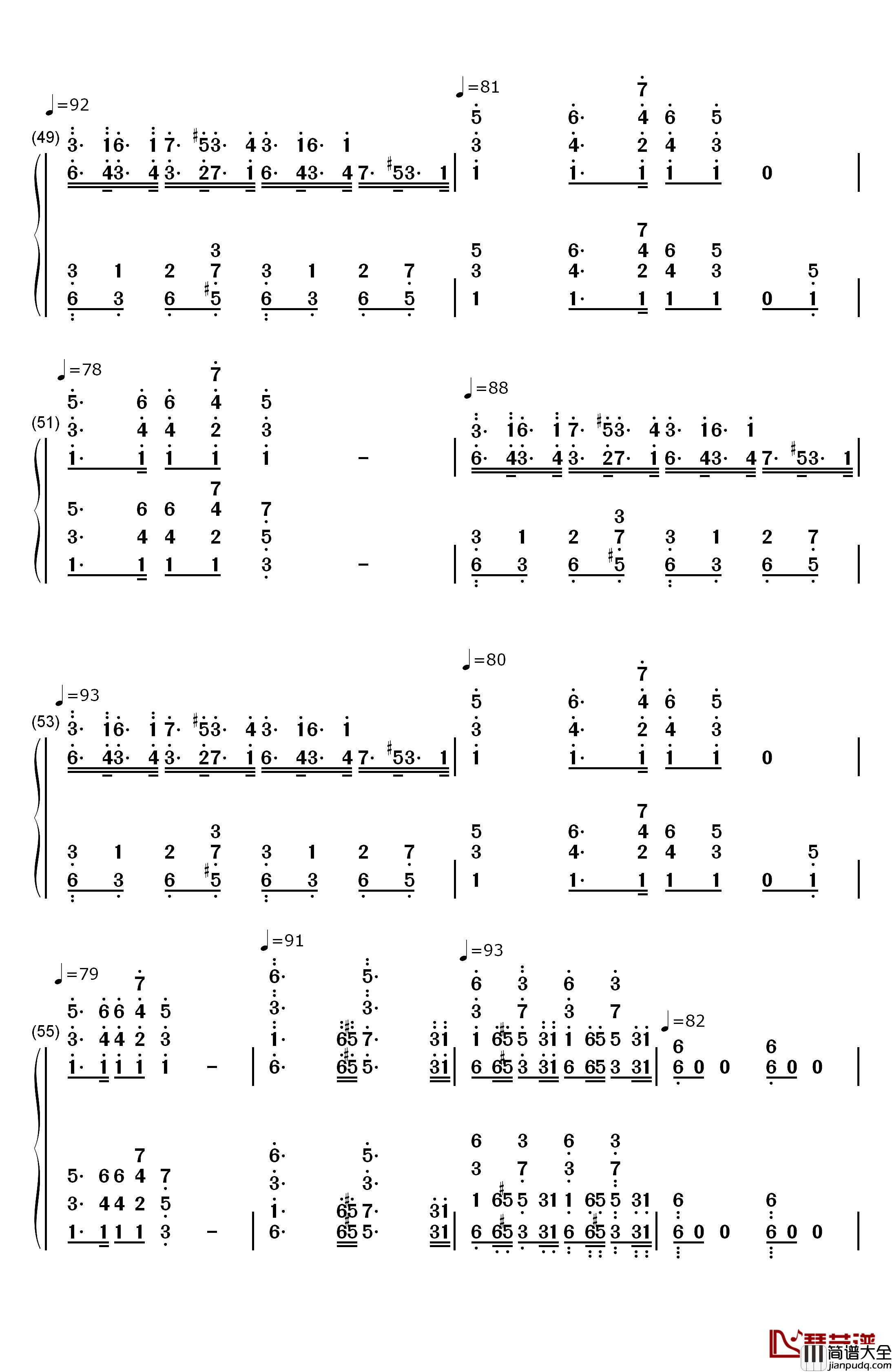 葛里格钢琴变奏曲钢琴简谱_数字双手_爱德华·格里格