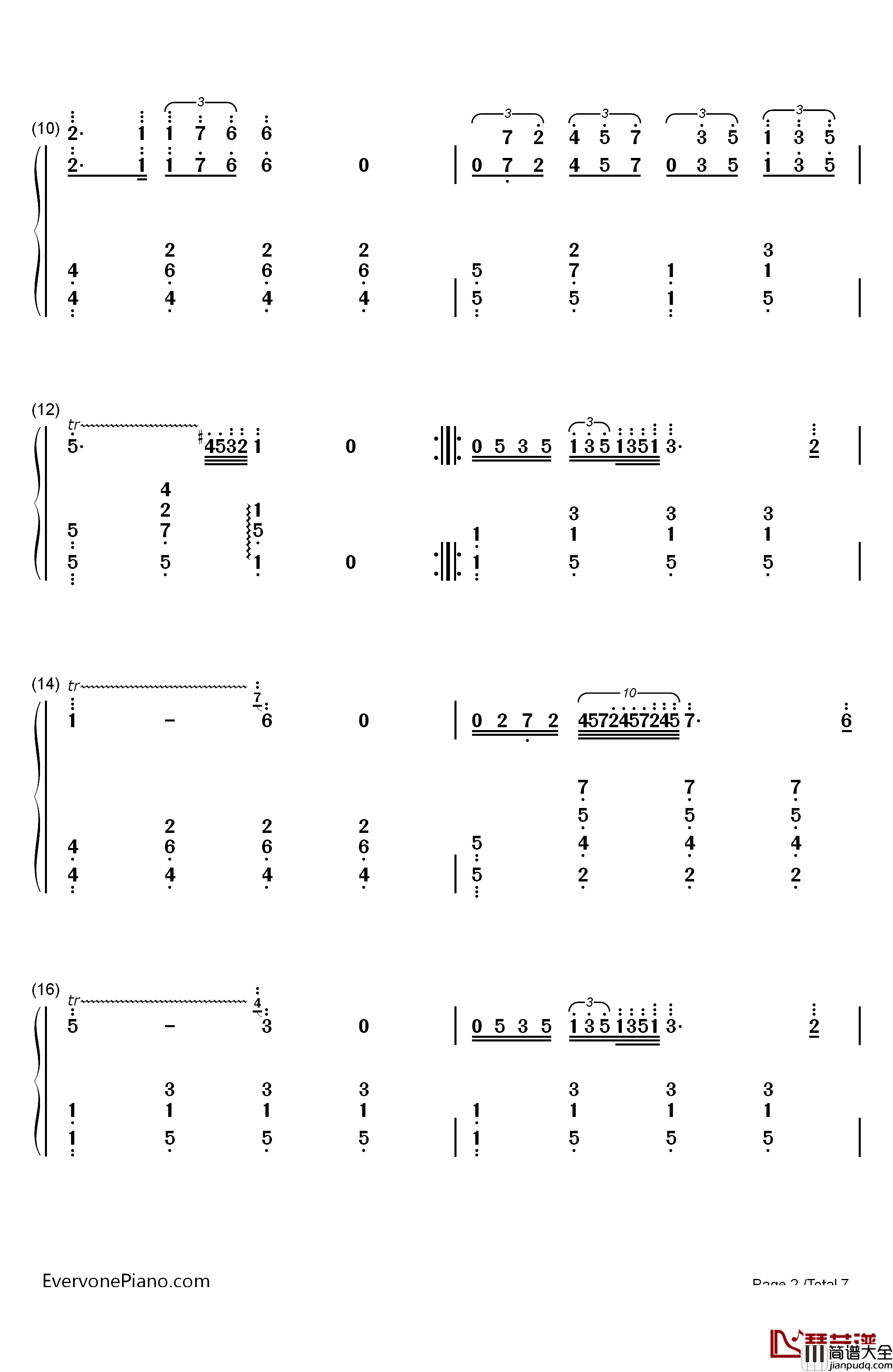 少女的祈祷钢琴简谱_数字双手_巴达捷芙斯卡(Badarzewska)