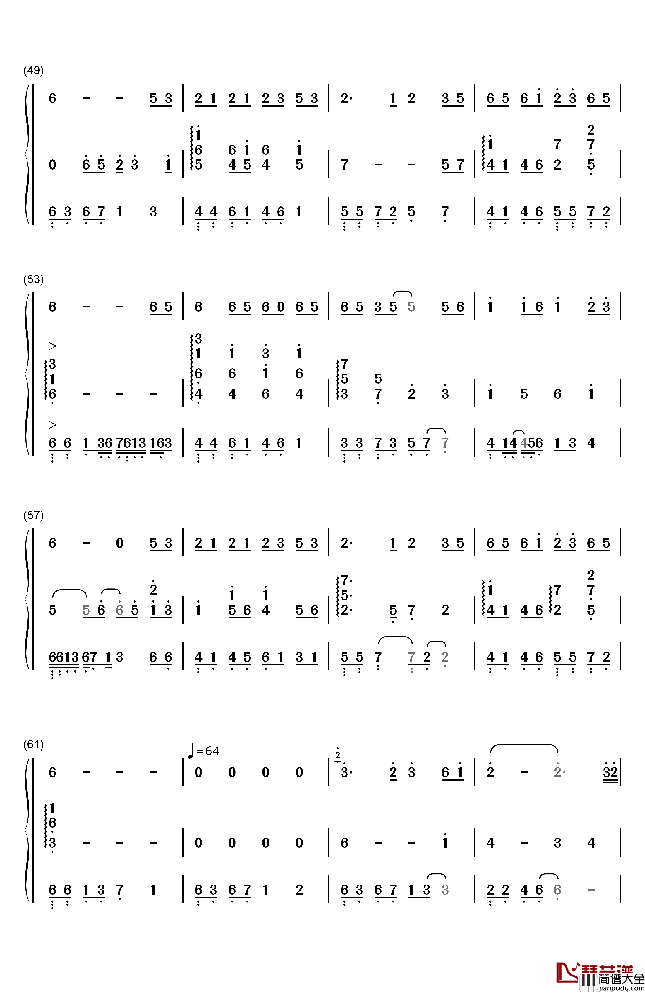 绿野仙踪钢琴简谱_数字双手_陈悦_马克