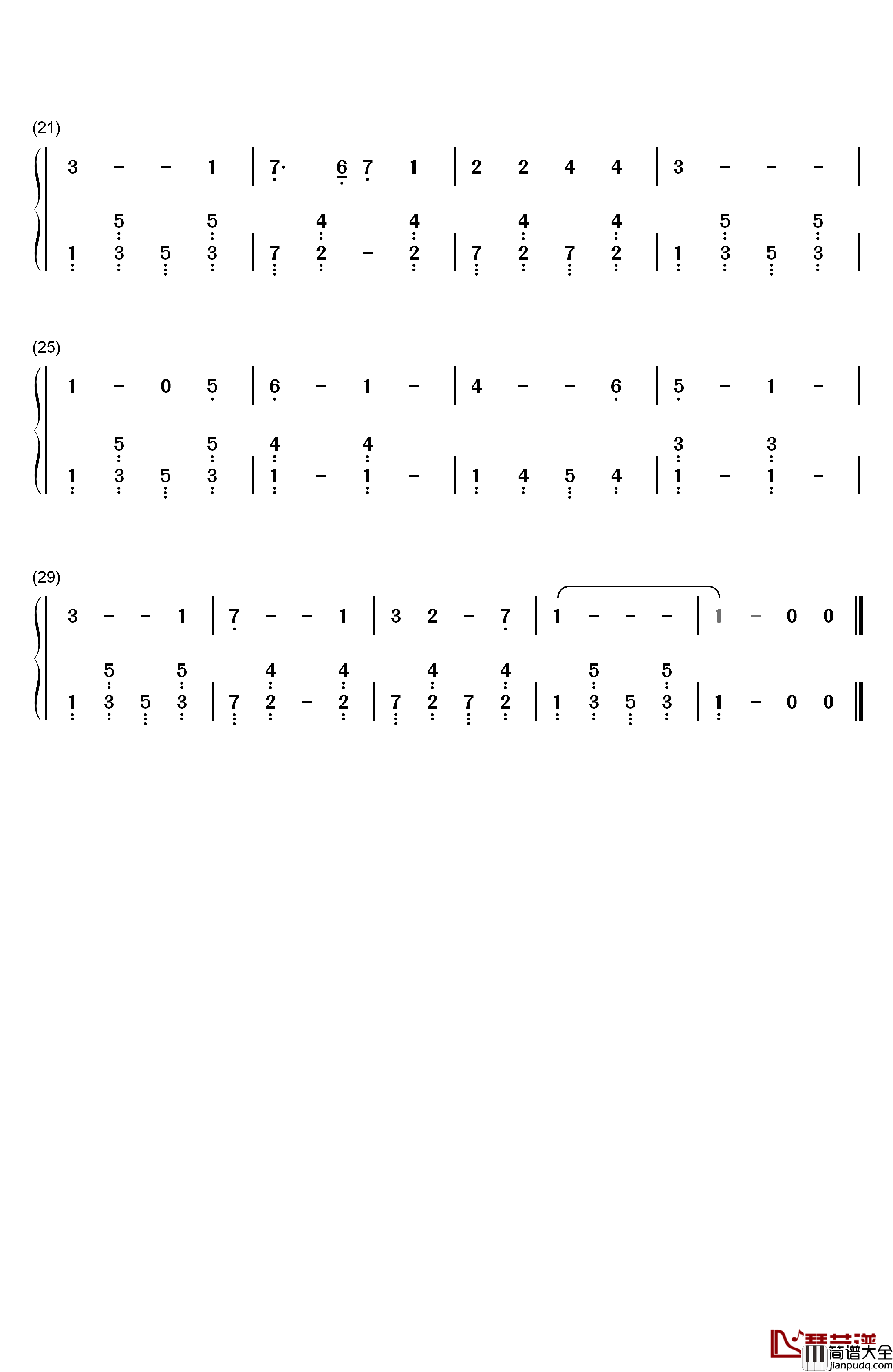 Aloha_'Oe钢琴简谱_数字双手_Liliuokalani