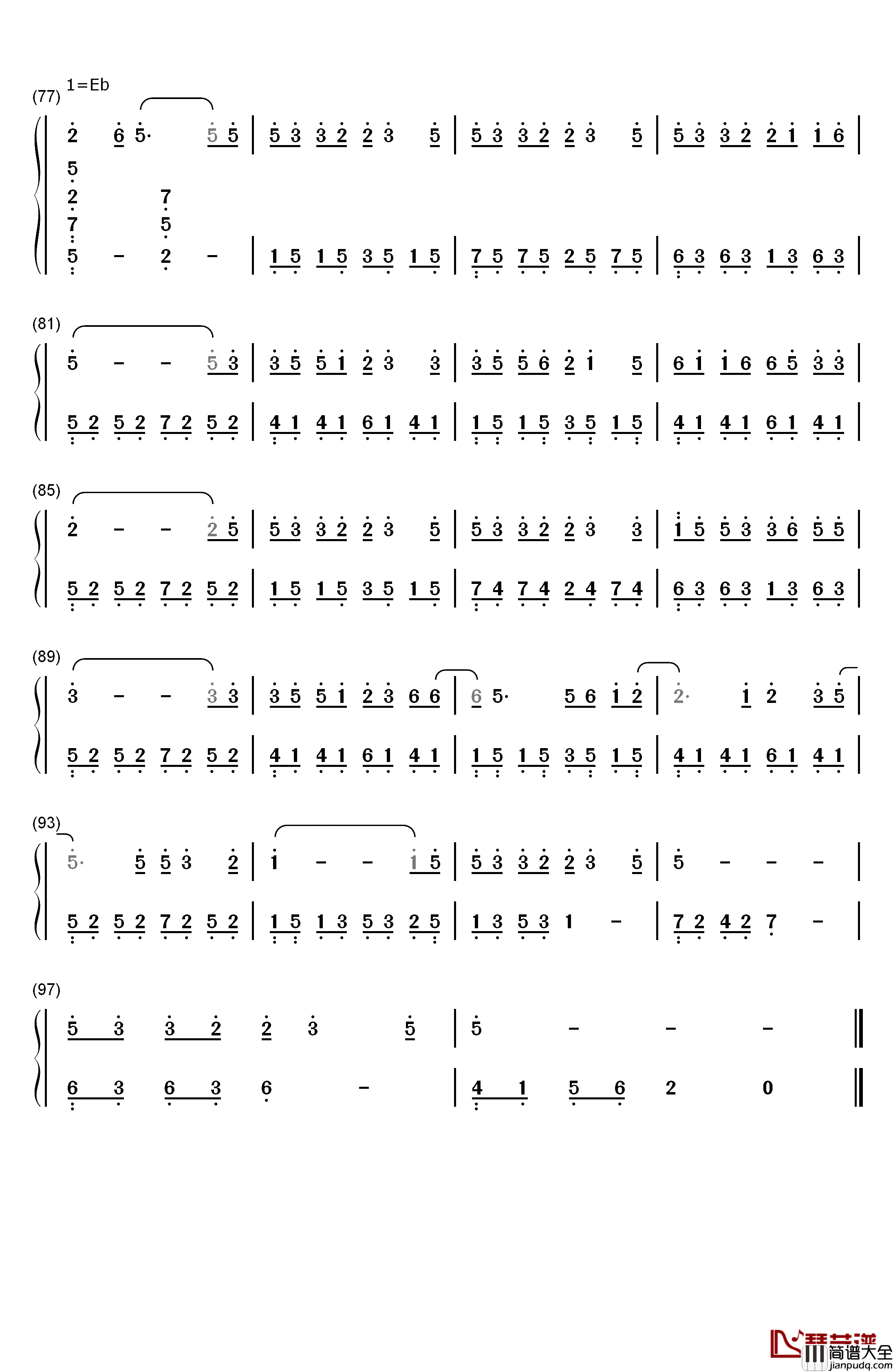 画中仙钢琴简谱_数字双手_金莎