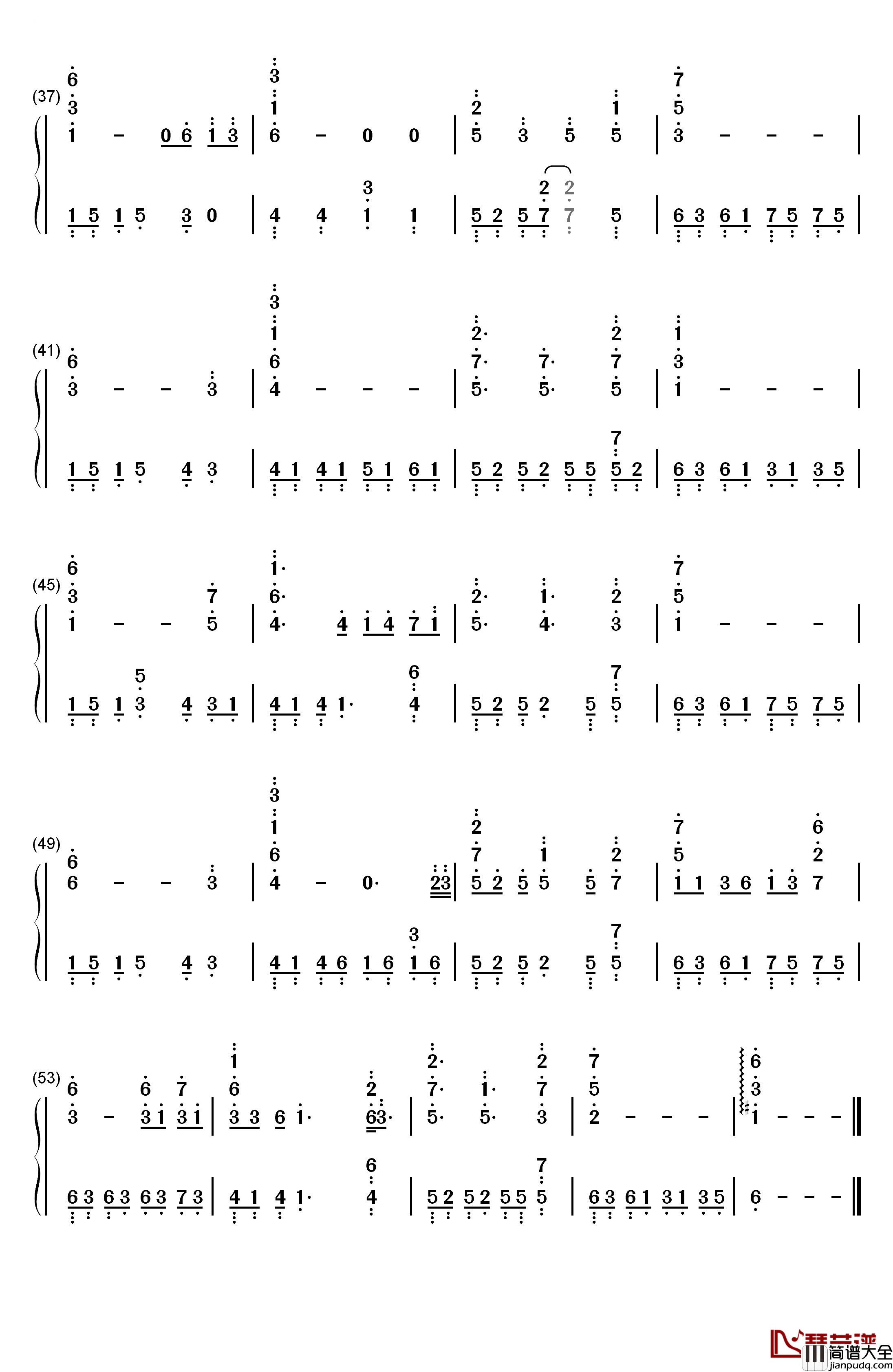 Sorrow钢琴简谱_数字双手_川井宪次